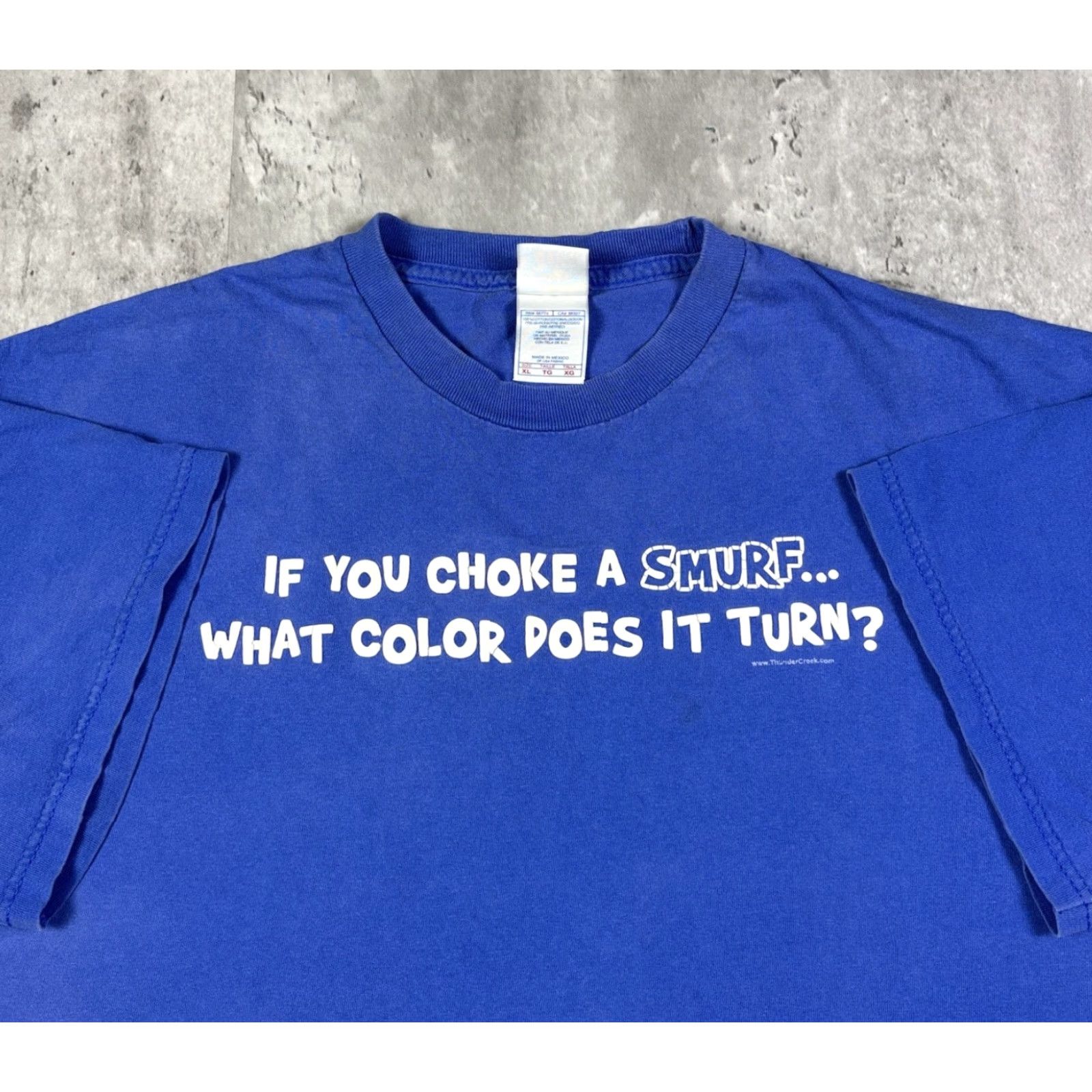 Vintage VINTAGE Alstyle T-Shirt Blue XL Men Short Sleeve Round Neck Funny 80s Cartoon 90s Smurf Quote Text Humor Comedy Size US XL / EU 56 / 4 - 2 Thumbnail