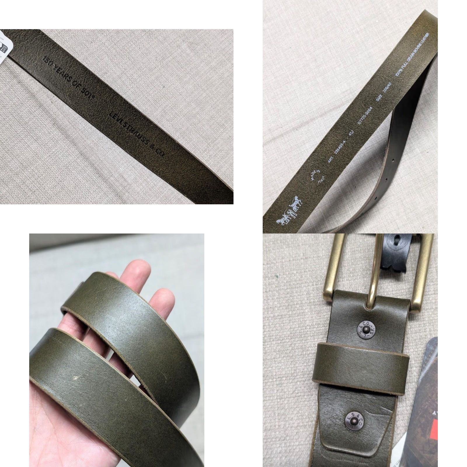 Levi's VINTAGE Levi's belt Leather cowhide 40 ITALY NWT brown/green dress Work belt Mens 40 leather belt Size US 40 / EU 56 - 8 Thumbnail