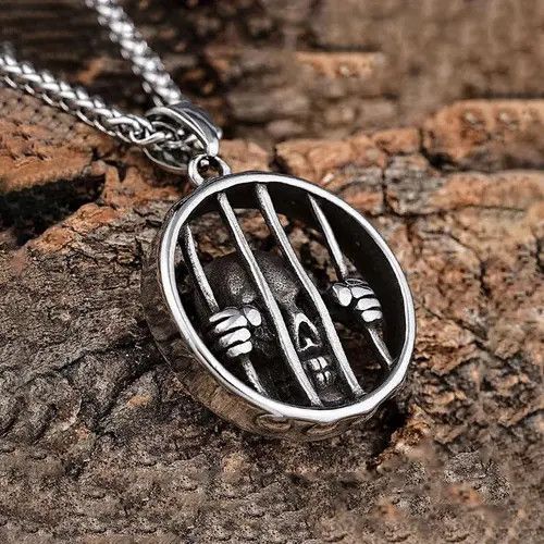 Jewelry Steel Cage Skull Pendant Necklace Size ONE SIZE - 1 Thumbnail