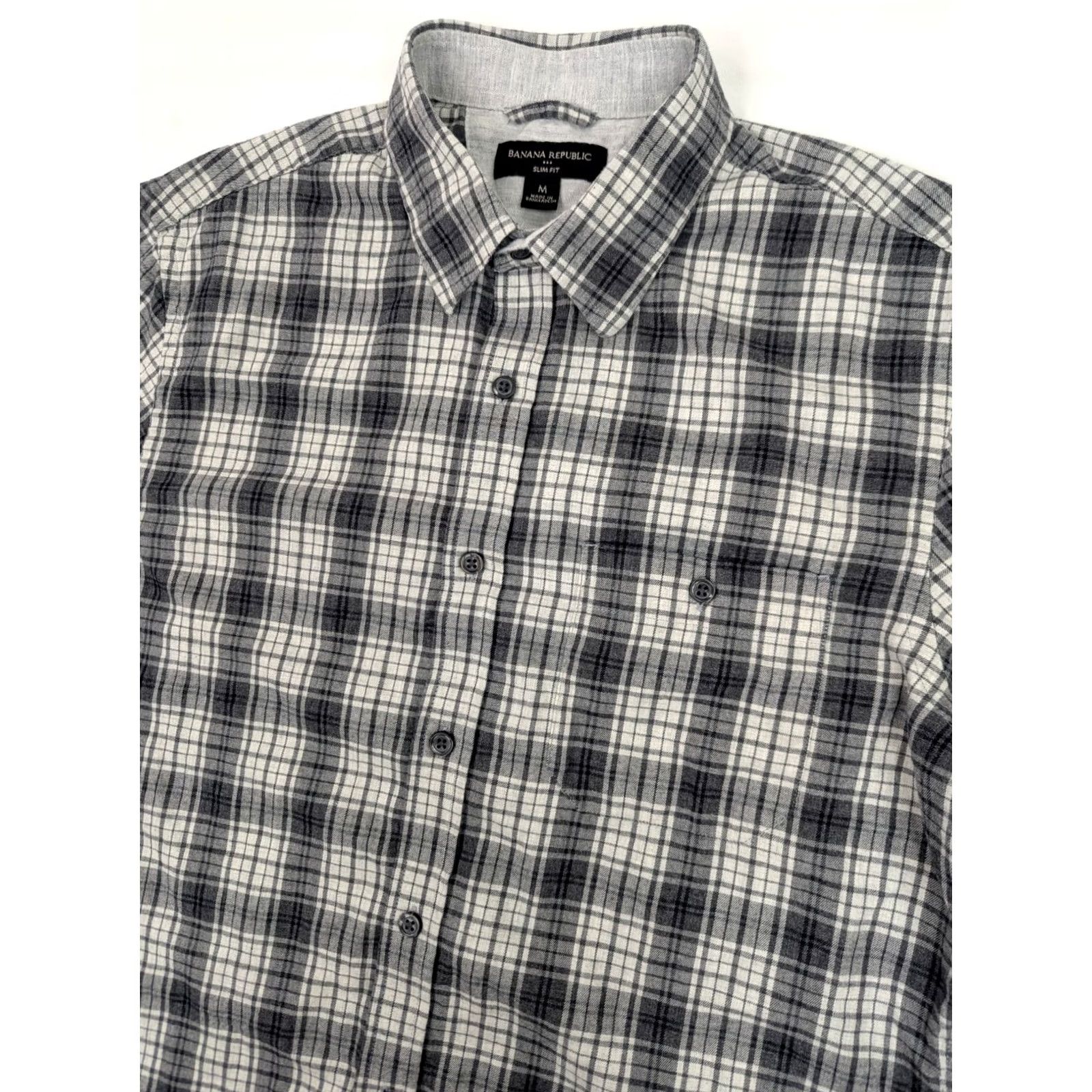 Banana Republic Banana Republic Black White Plaid Cotton Flannel Button Shirt Men M Slim Fit Size US M / EU 48-50 / 2 - 2 Thumbnail