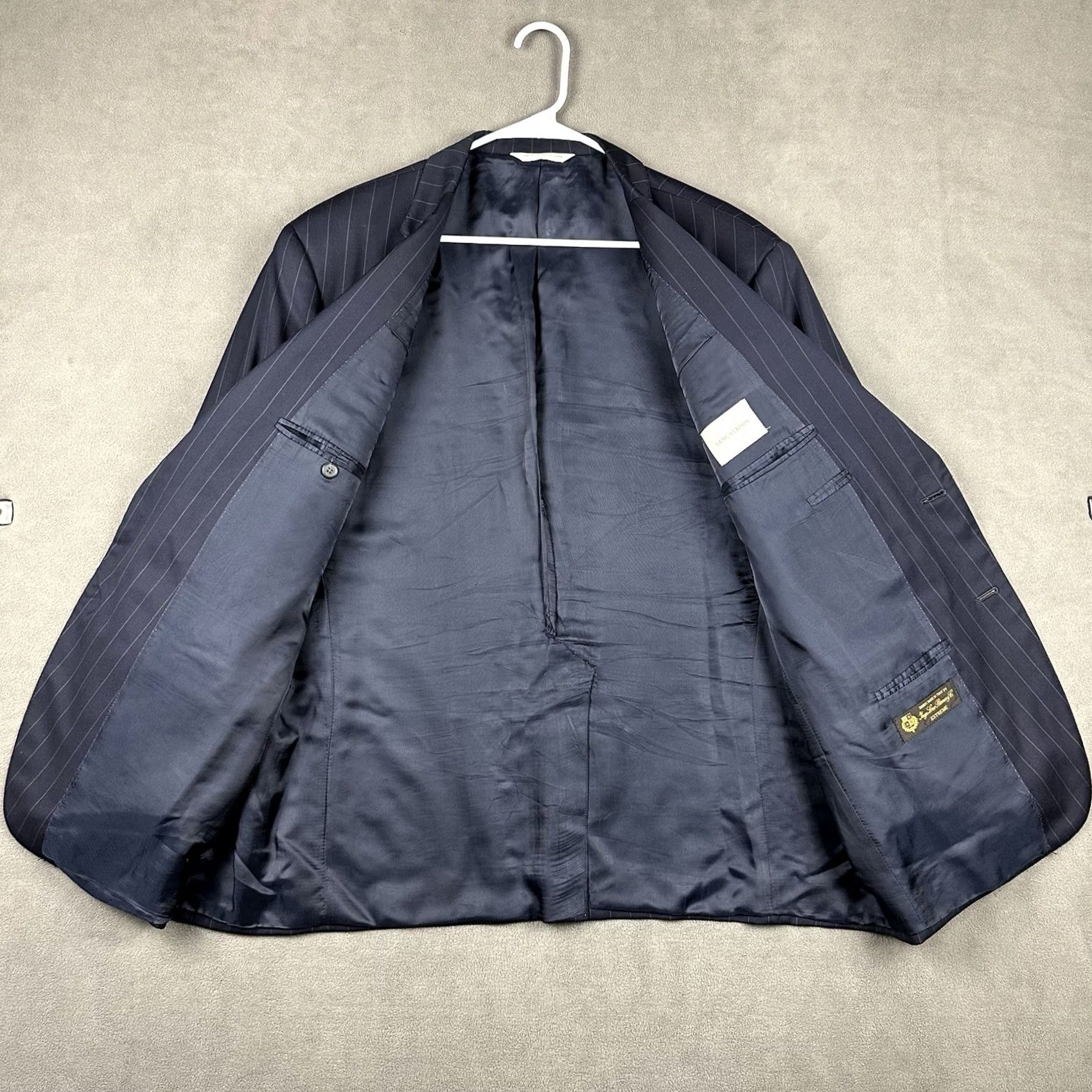 Vintage Samuelsohn Loro Piana Blazer Navy Blue Striped Wool Super 120’s SB Greenwic 48R Size 48R - 3 Thumbnail
