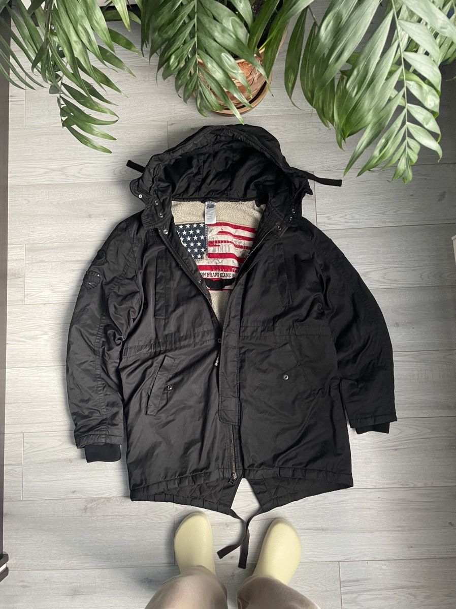 Pre-owned True Religion X Vintage Parka True Religion Nylons Military Jacket Usa 90's In Black