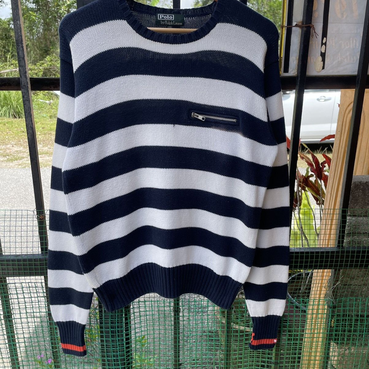 Polo Ralph Lauren 🔥Vintage Polo Ralph Lauren Zipper Pocket Striped Knitwear Size US S / EU 44-46 / 1 - 5 Thumbnail