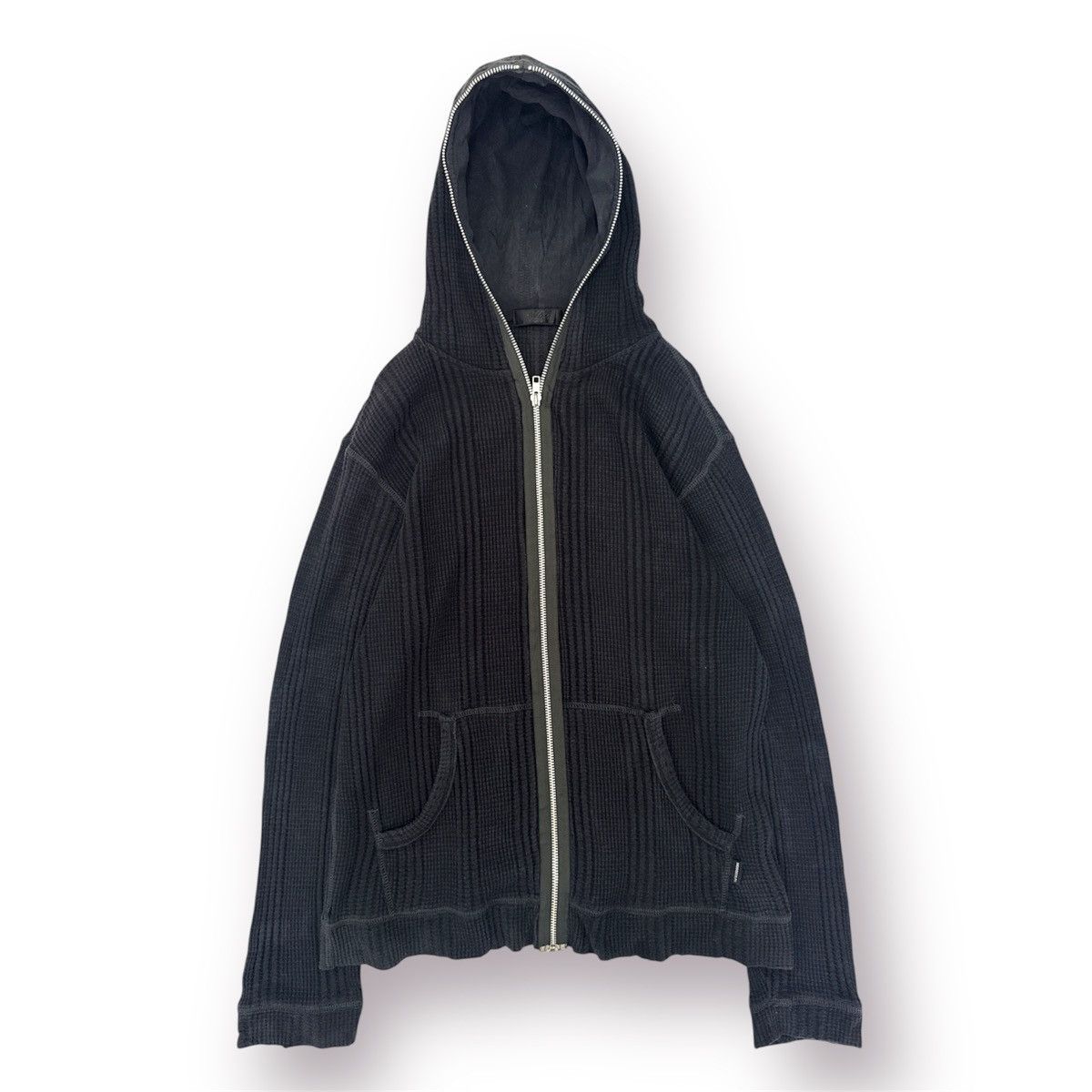 Mossimo 🔥 Mossimo Sport Waffle Knit Zip Hoodie Black Minimalist Size US M / EU 48-50 / 2 - 1 Thumbnail