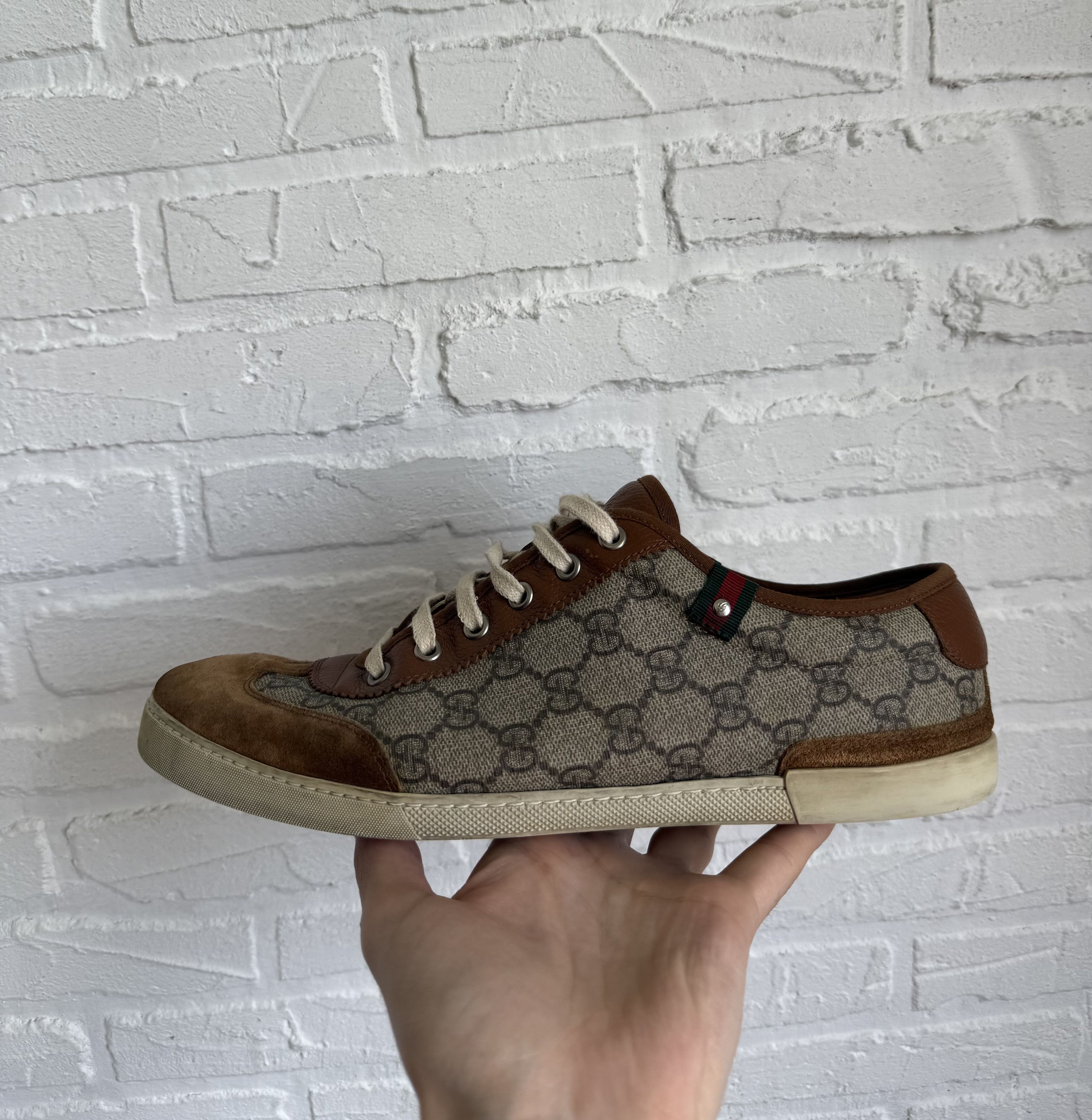 Gucci Vintage Gucci GG Monogram Canvas Sneakers Brown Size US 9.5 / EU 42-43 - 2 Thumbnail