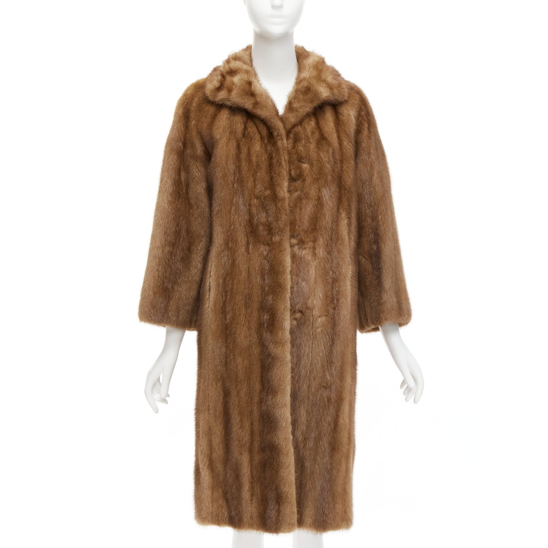 Other CHOMBERT brown genuine fur patched longline collared long sleeve coat Size S / US 4 / IT 40 - 1 Thumbnail