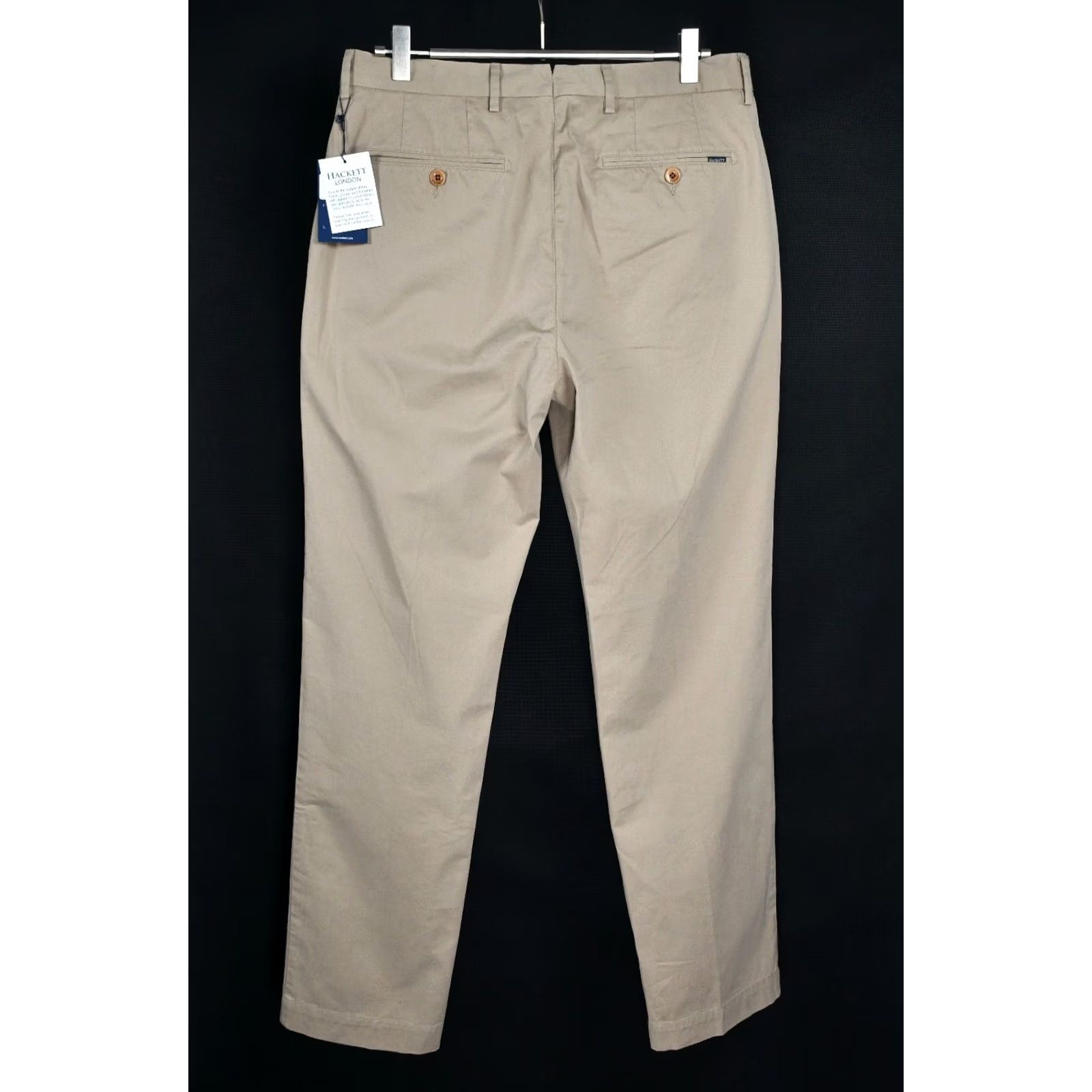 Hackett Hackett Sanderson Chino Pants Mens 32R Beige 99%Cotton 1%Elastane Flat Front Regular Vintage: No Size US 32 / EU 48 - 3 Thumbnail