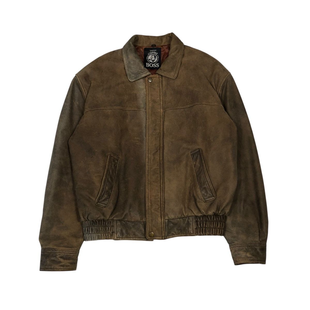 Japanese Brand 🔥VINTAGE GENUINE LEATHER JACKET SUNTORY COFFEE BOSS BIG LOGO Size US L / EU 52-54 / 3 - 2 Thumbnail