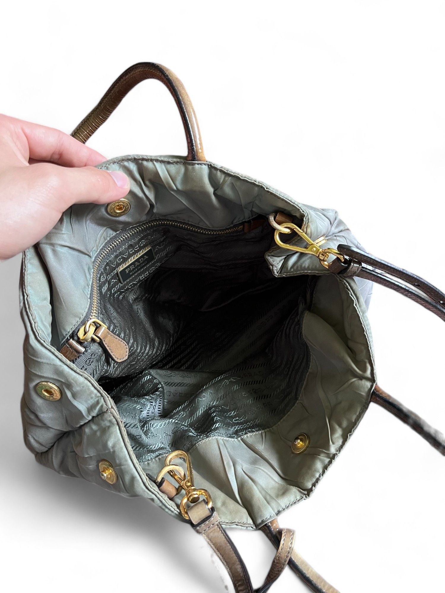 Prada Prada - Tessuto Crispy Nylon Peltro Handbag Shoulder Bag Size ONE SIZE - 9 Thumbnail