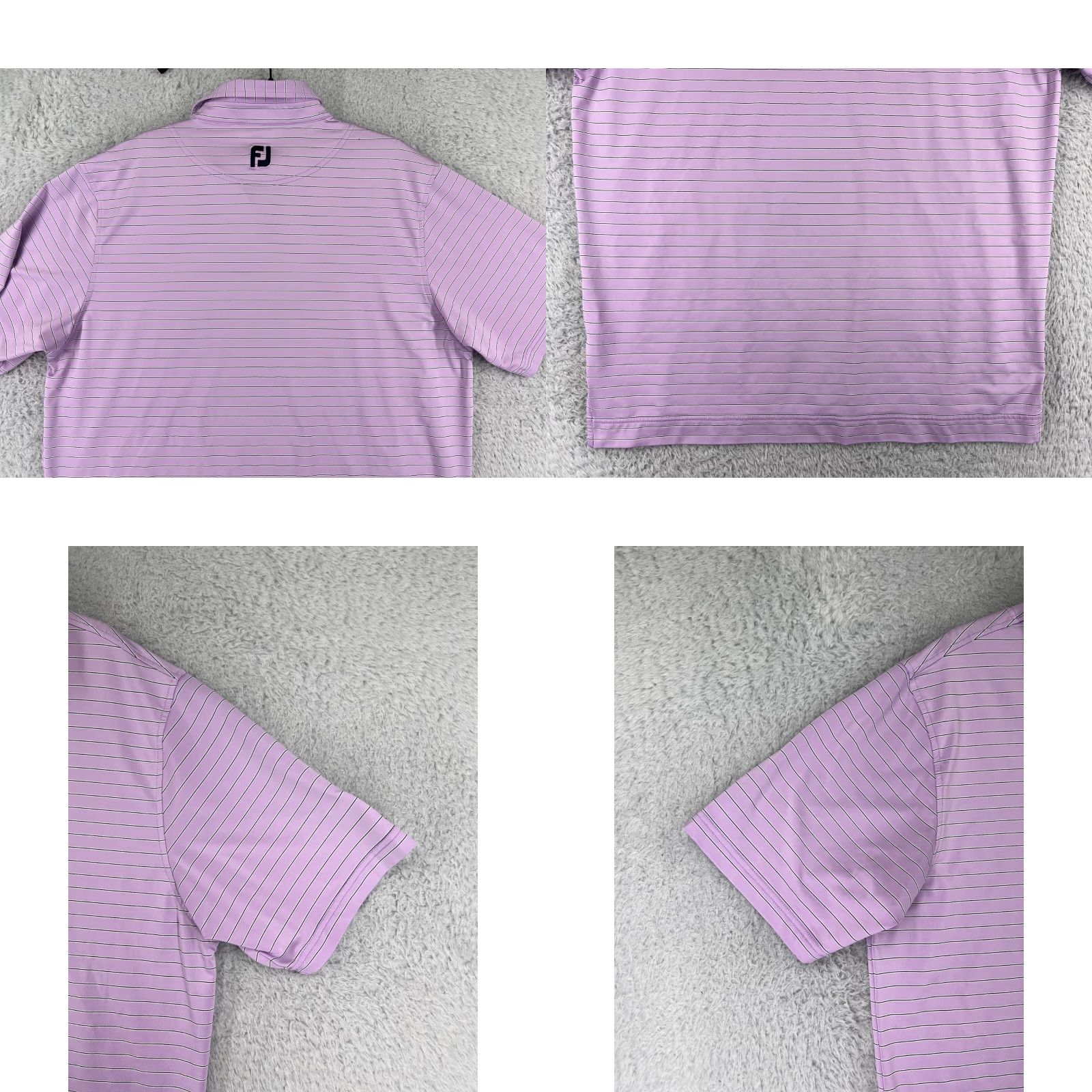 Footjoy FootJoy Polo Shirt Mens Large Purple Black Stripe Golf Lightweight Poly Shirt Size US L / EU 52-54 / 3 - 8 Thumbnail