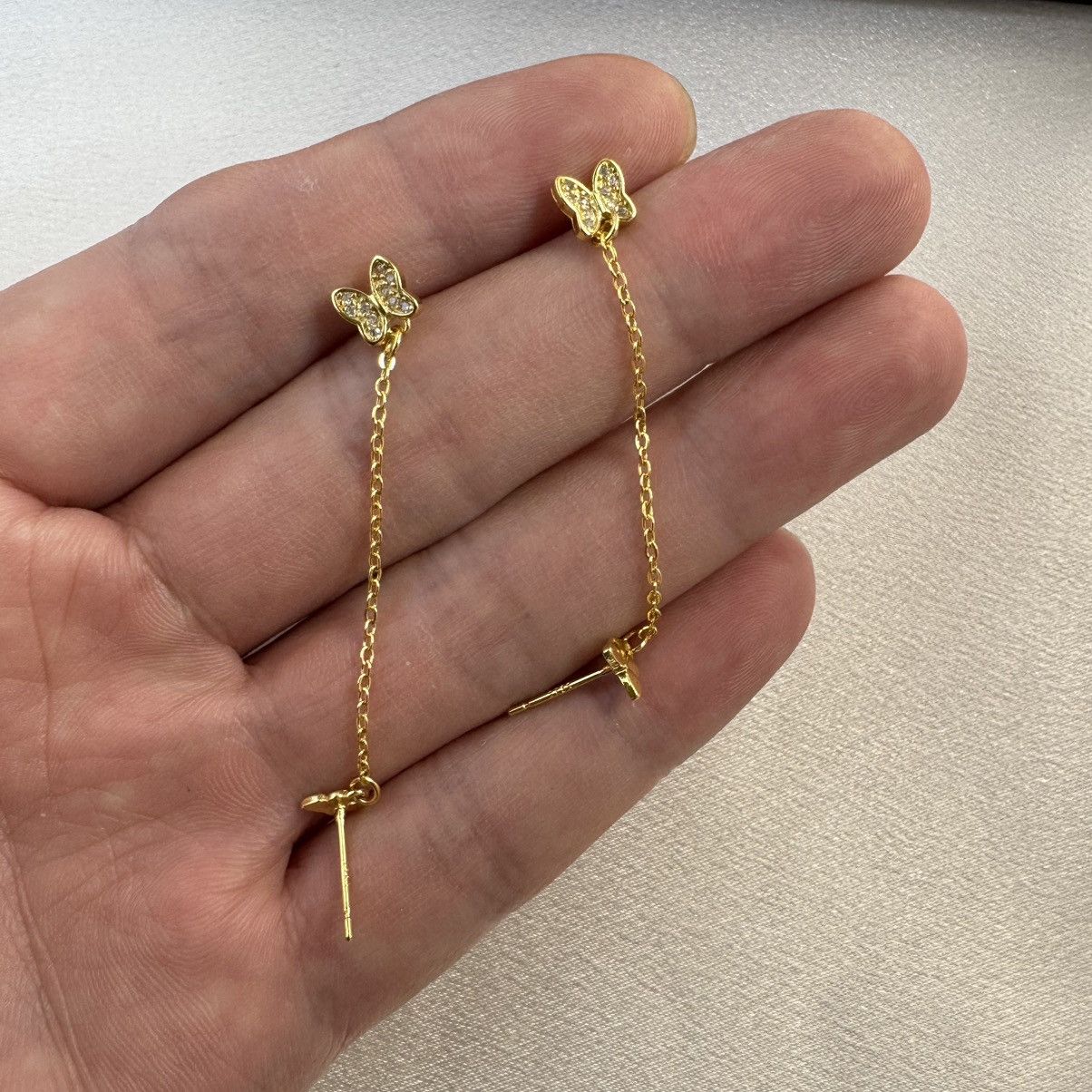 Other Double Piercing Dangle Chain Butterfly Earrings for Women Size ONE SIZE - 3 Thumbnail