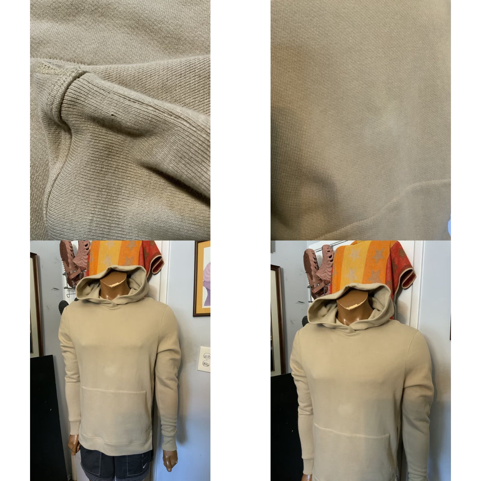 John Elliott John Elliott Hoodie Villain Side Zip Pullover Sz.2 Men Khaki Beige Terry Fleece Size US XS / EU 42 / 0 - 8 Thumbnail