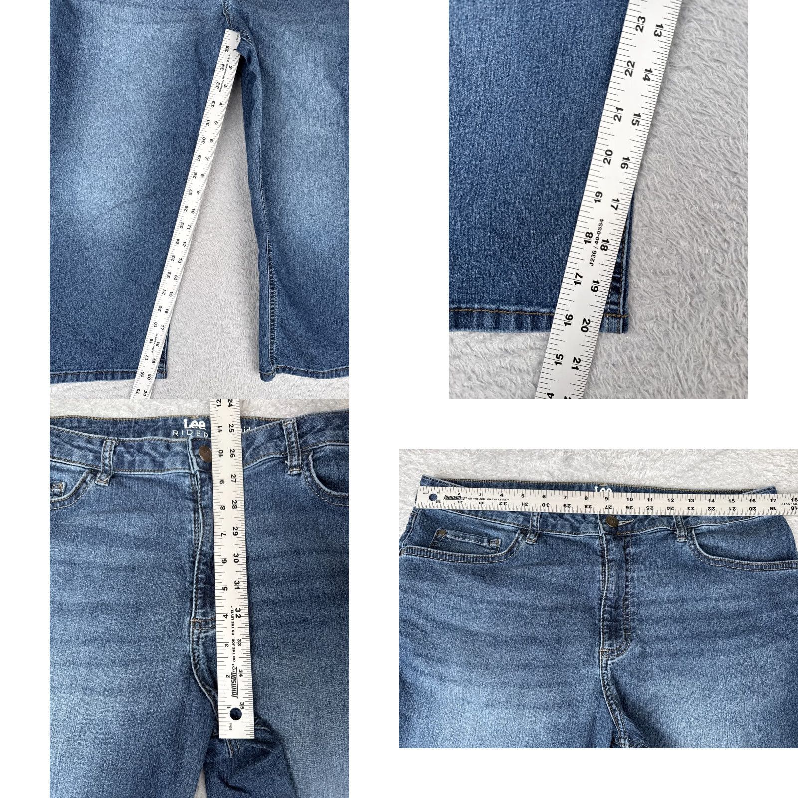 Lee Lee Jeans Womens Regular 16 Blue Denim Capri Mid Rise 34x20 5-Pocket Button Zip Cotton Blend Stretch Crop Jeans Women Size 38" / US 16 / IT 52 - 8 Thumbnail