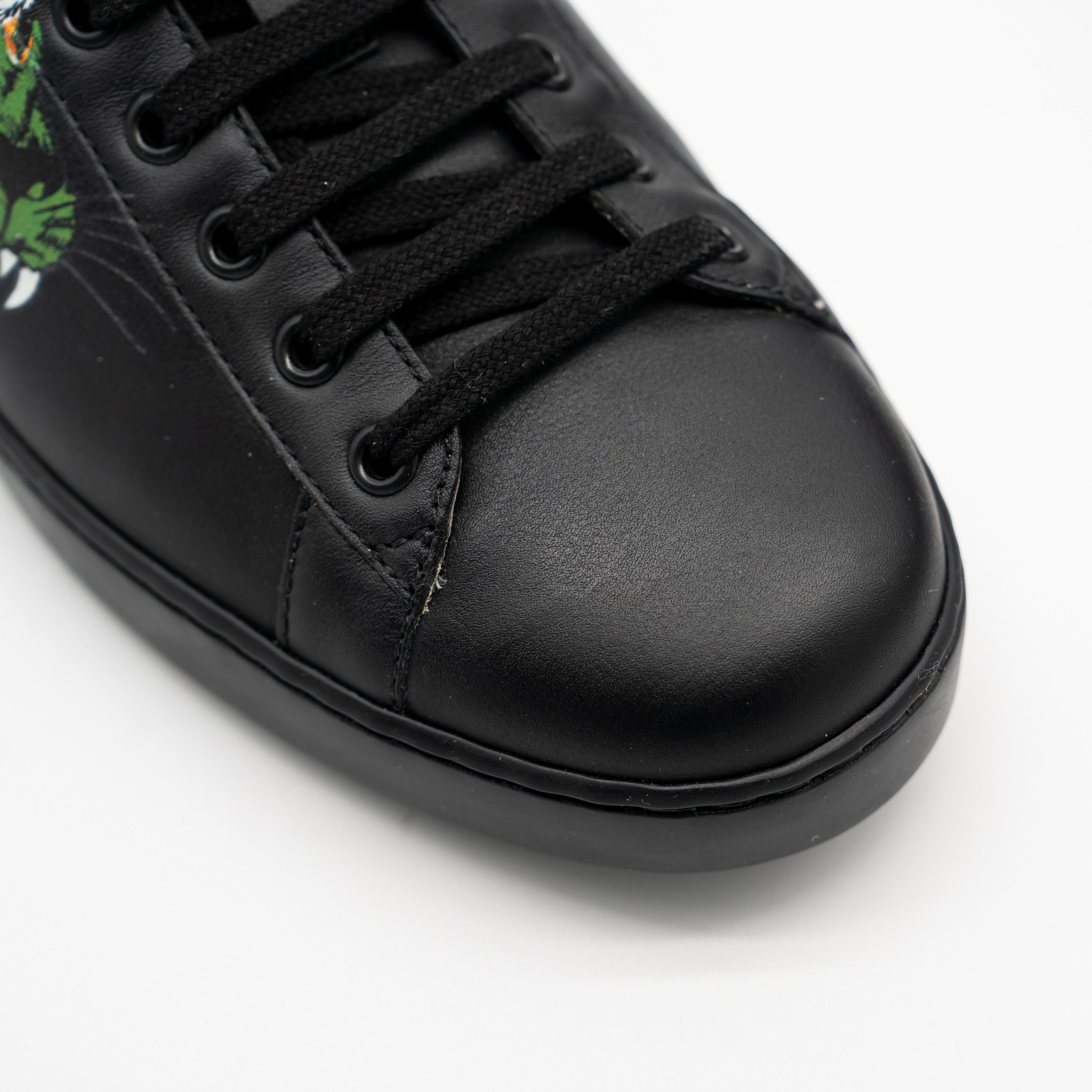 Gucci 8.5G 9 US Gucci Ace Panther Leather Sneakers Black Green Size US 9 / EU 42 - 7 Thumbnail