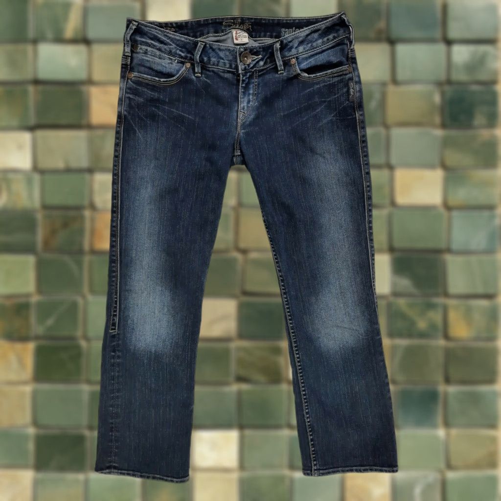 Silver Jeans Co. VINTAGE? Silver Jeans Santorini Capri Womens Size 29 Inseam 25 Capris Denim Stretch Dark Blue M4J Ladies Mens? Size 29" - 1 Thumbnail