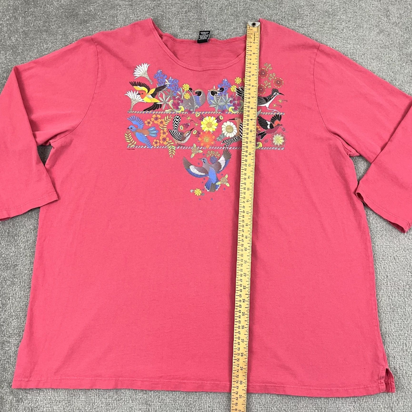 Pinko VINTAGE Sabaku Blouse Shirt Womens 1X Pink Birds Animals Floral 100% Cotton Casual Wear USA Womens Size XL / US 12-14 / IT 48-50 - 4 Thumbnail