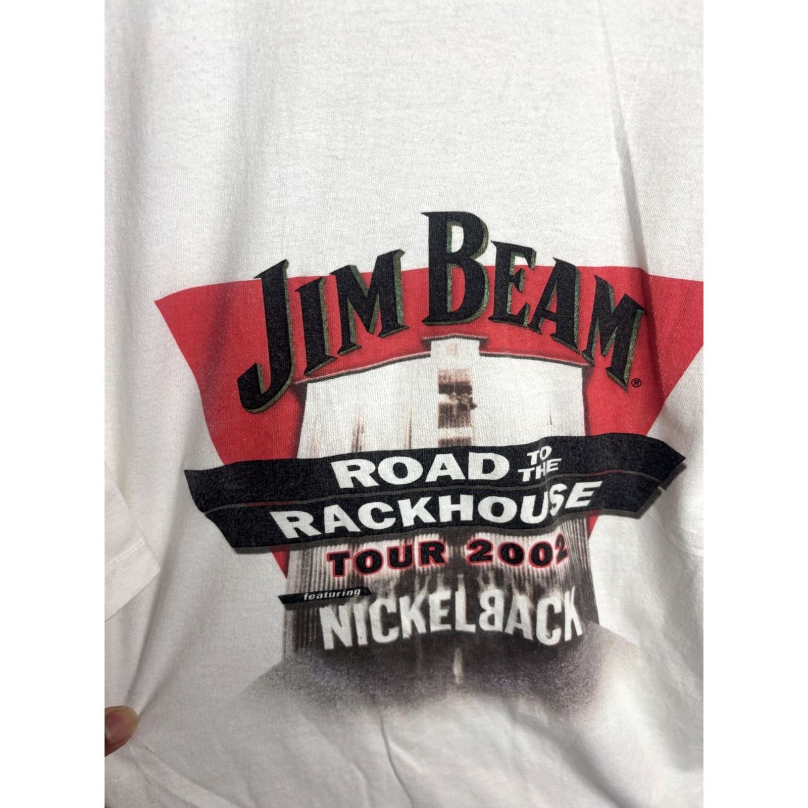 Gildan VINTAGE Jim Beam Shirt Mens XL White Road to the Rackhouse Tour 2002 Nickelback Band Tee Size US XL / EU 56 / 4 - 2 Thumbnail