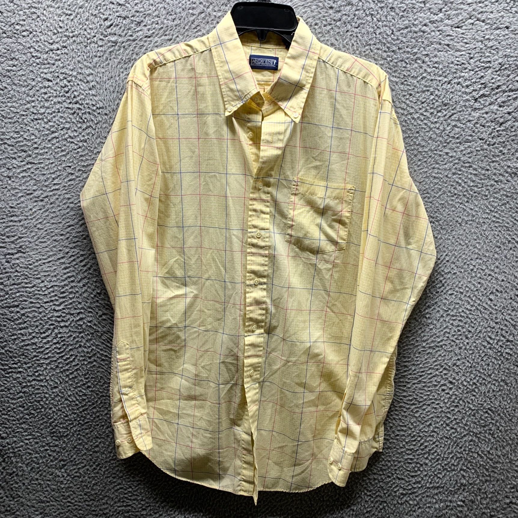 Lands' End VINTAGE Lands' End Shirt Adult Large 16.5 Yellow Button Up Casual Cotton Mens Size US XL / EU 56 / 4 - 2 Thumbnail