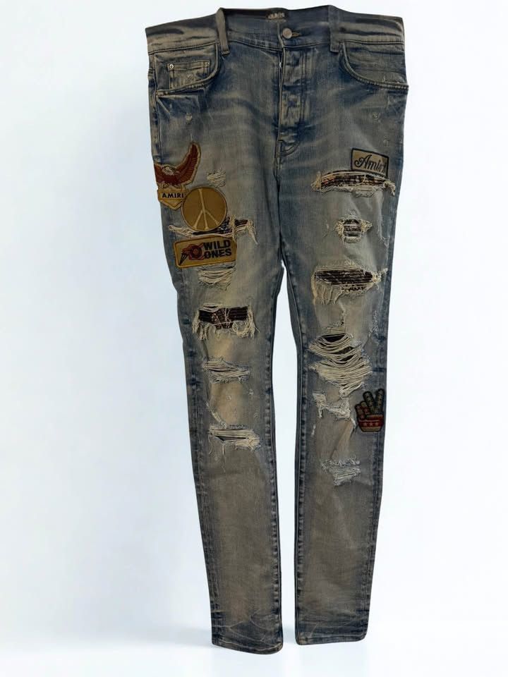 Amiri AMIRI Biker Patch Jeans Clay Indigo distressed size 34 Size US 34 / EU 50 - 1 Thumbnail