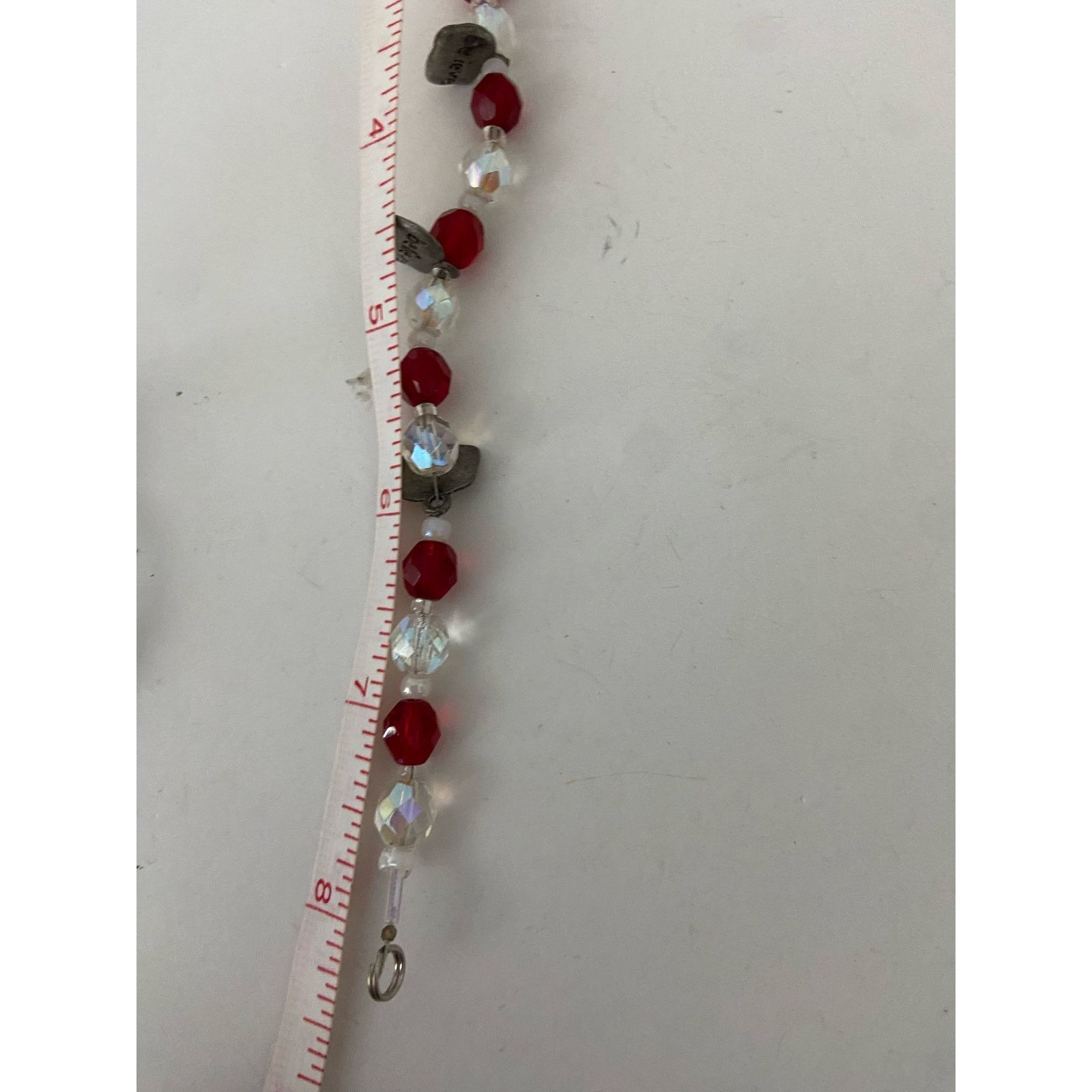 Handmade believe bracelet red and white beads Size ONE SIZE - 3 Thumbnail