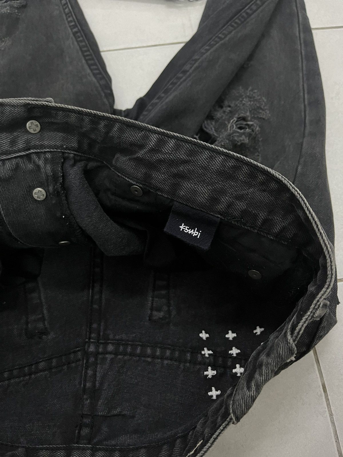 Ksubi Chitch Chop Rat Attack Black Distressed Jeans Size US 32 / EU 48 - 13 Thumbnail