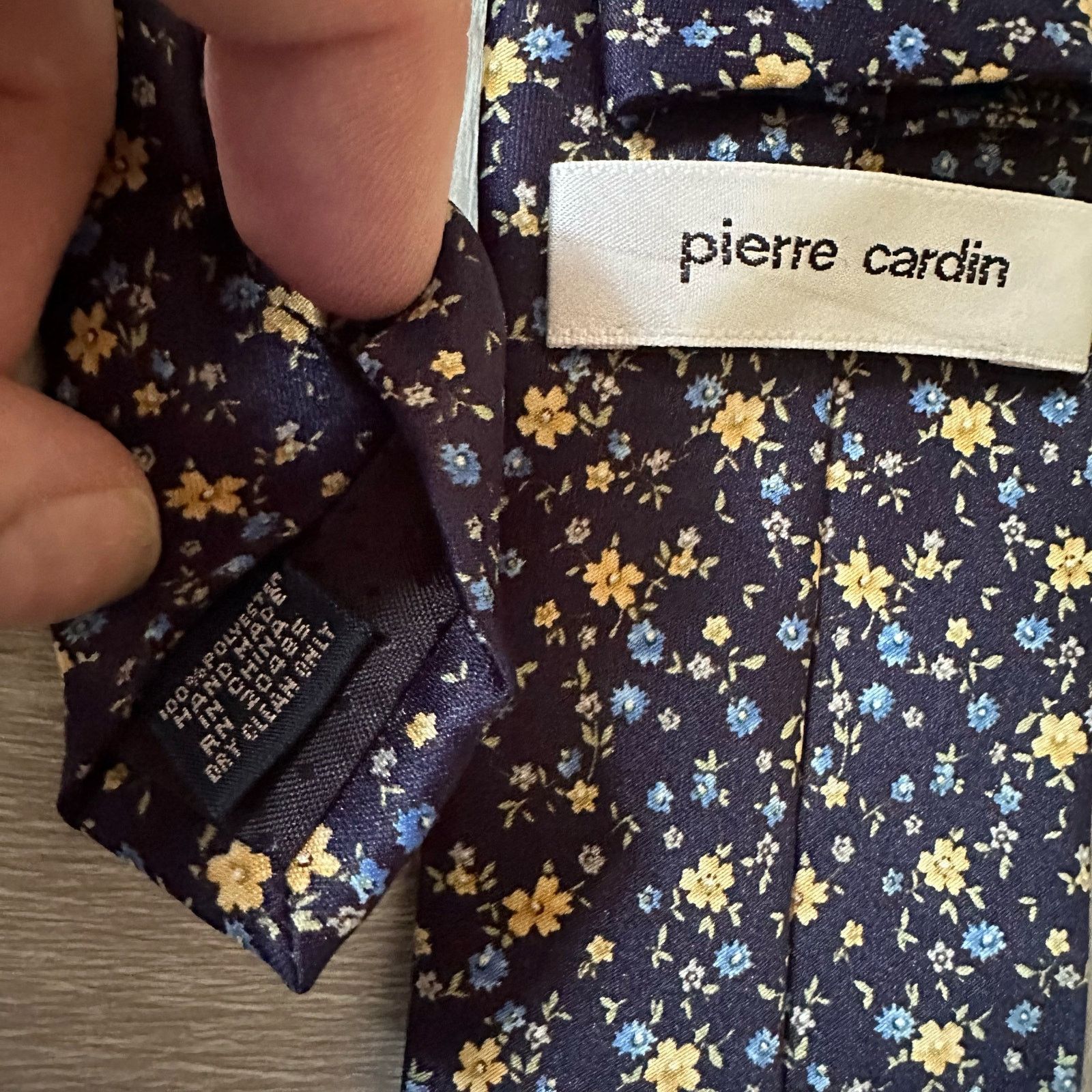 Pierre Cardin Navy Blue Floral Tie Pierre Cardin Blue Yellow Flowers Ditsy Size ONE SIZE - 5 Thumbnail