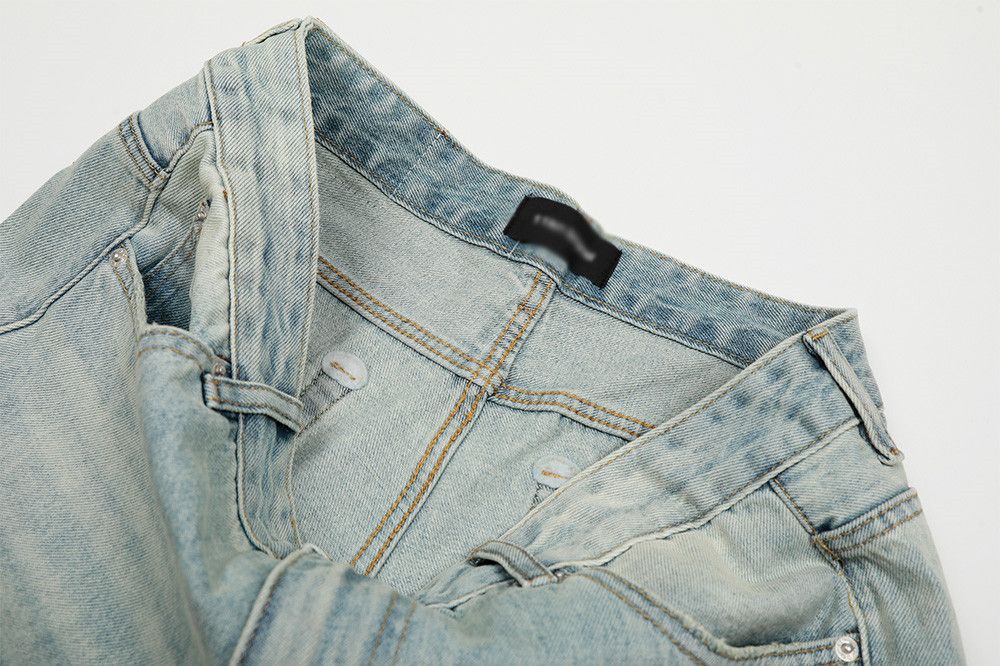 Japanese Brand × Jean Men's punk distressed loose casual light washed ripped jeans Size US 32 / EU 48 - 5 Thumbnail