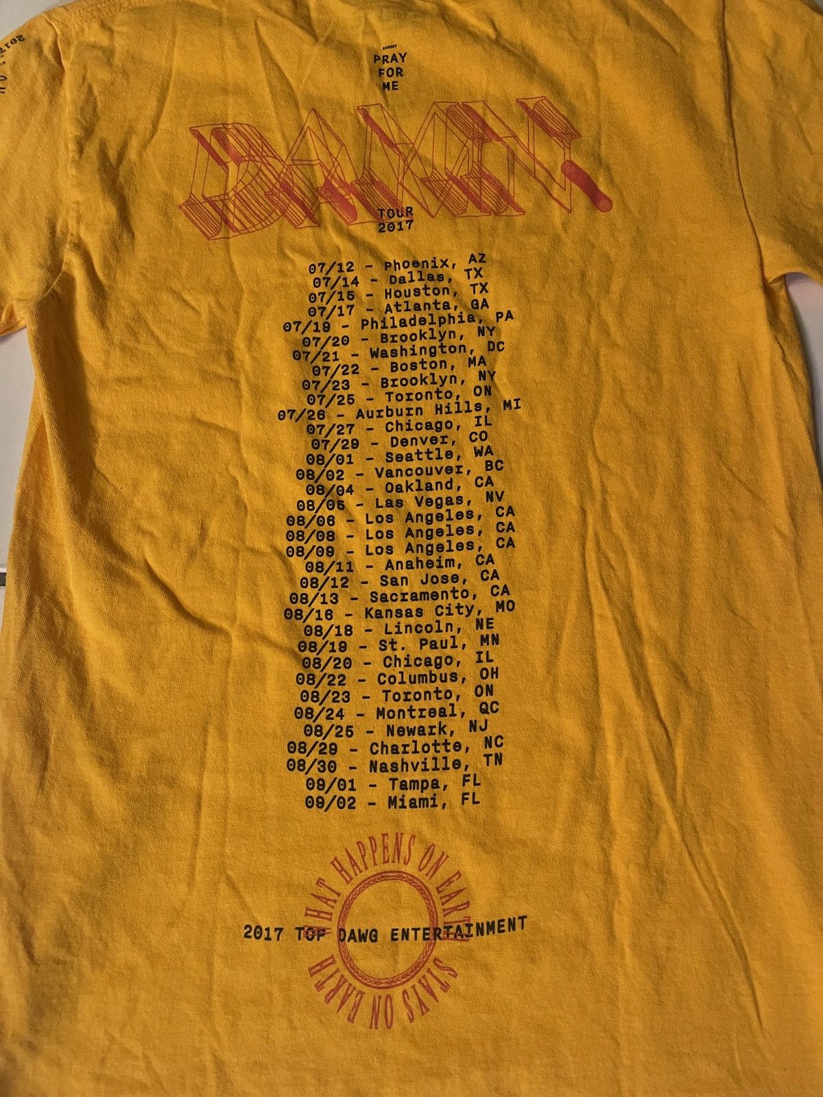 Kendrick Lamar Kendrick Lamar DAMN 2017 Tour TDE Yellow Tee Shirt Mens S Size US S / EU 44-46 / 1 - 7 Thumbnail