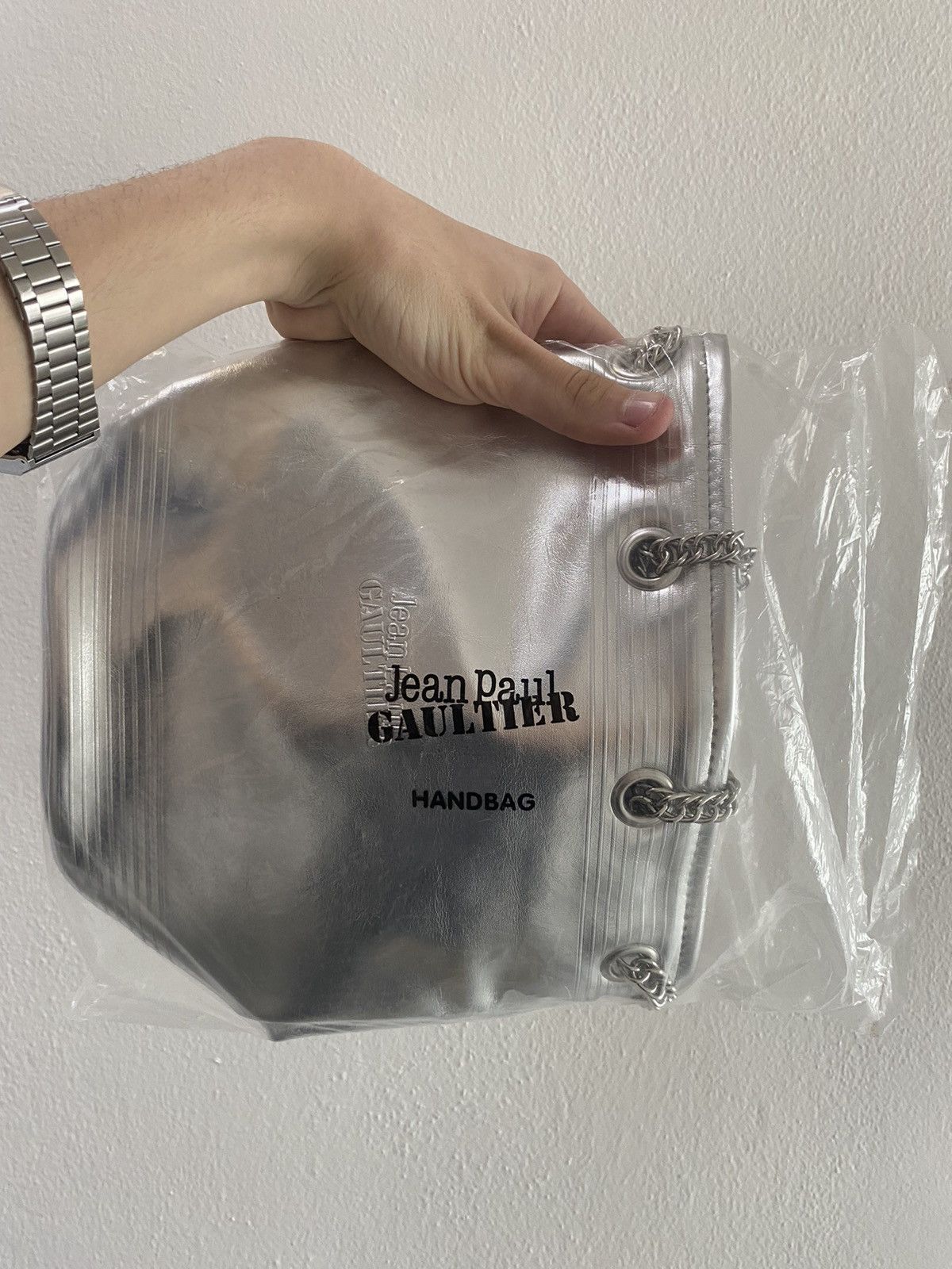 Jean Paul Gaultier RARE Jean Paul Gaultier Vegan Leather Silver Bucket Bag Size ONE SIZE - 10 Thumbnail