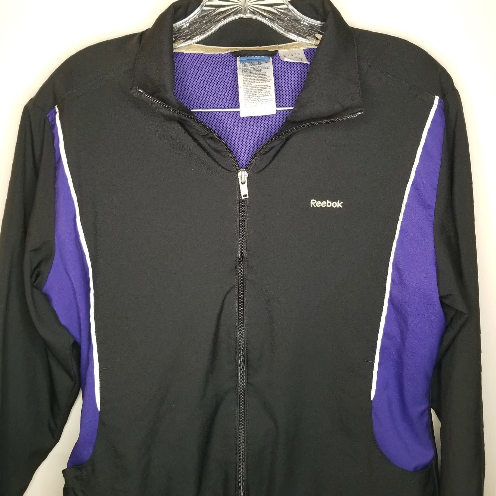 Reebok Reebok Womens Track Jacket Long Sleeve Full Zip Black Purple Size M Size M / US 6-8 / IT 42-44 - 2 Thumbnail