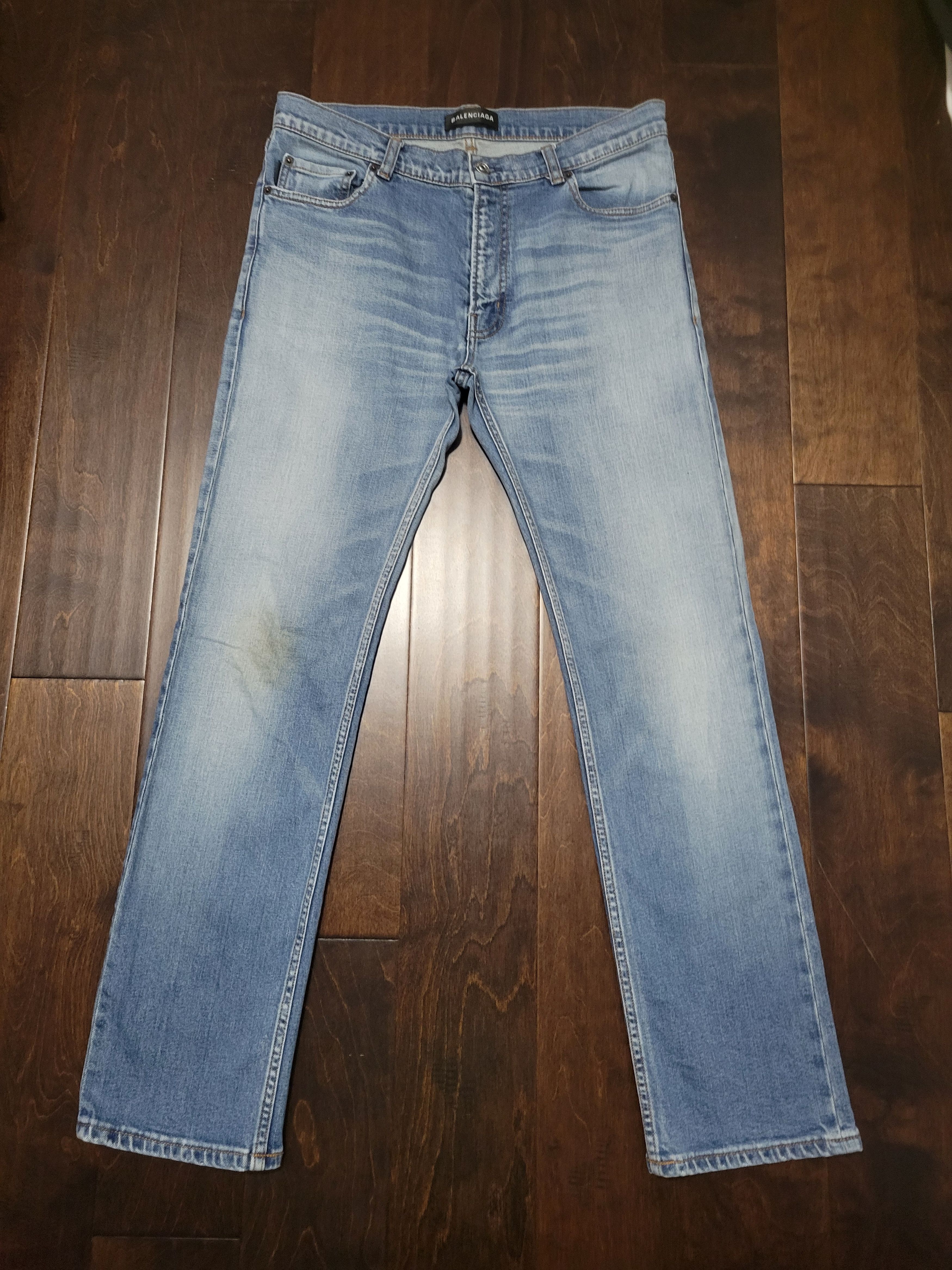 Pre-owned Balenciaga Light Blue Fade Wash Japanese Denim Jeans