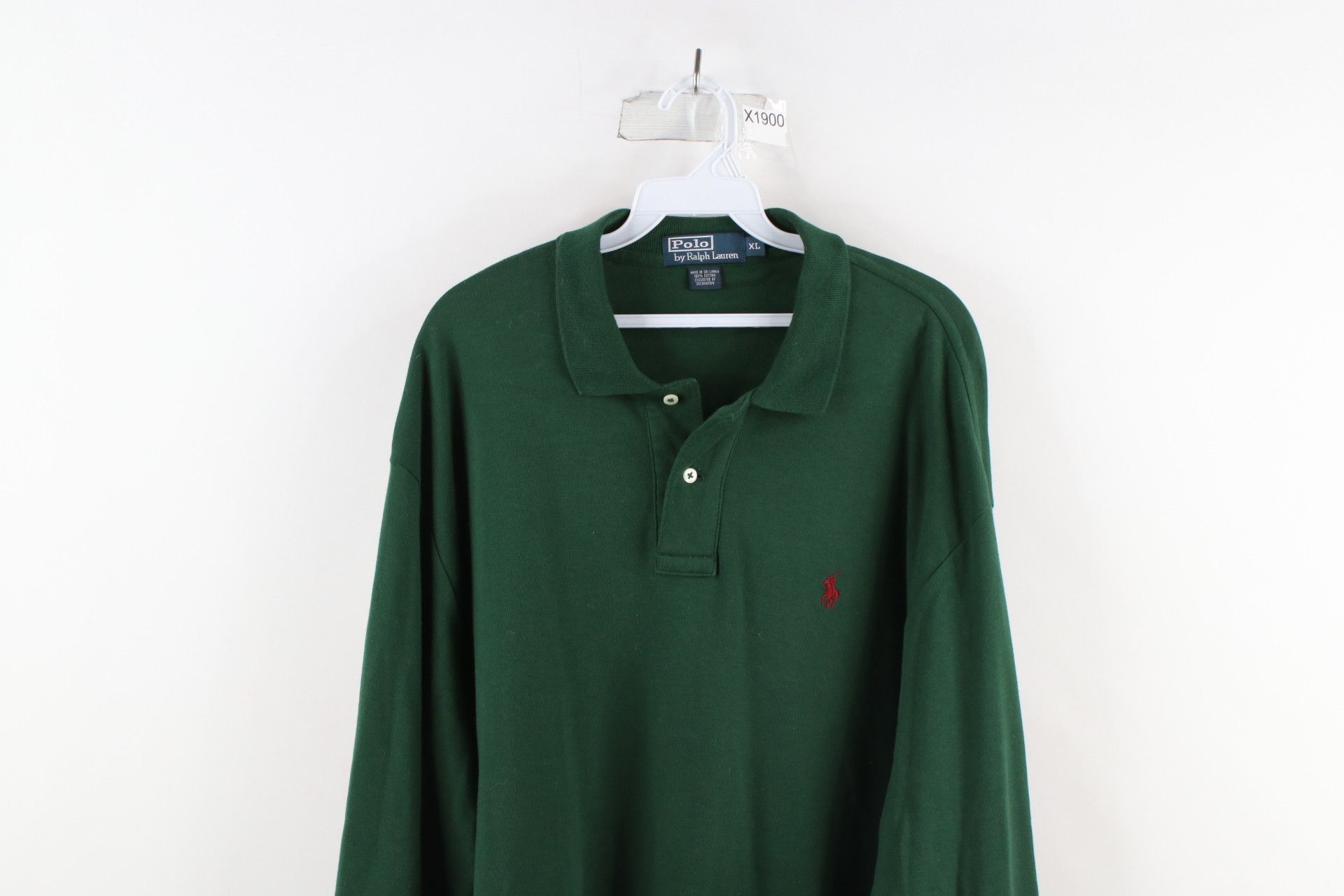 Ralph Lauren × Vintage Vintage 90s Ralph Lauren Long Sleeve Polo Shirt Hunter Green Size US XL / EU 56 / 4 - 2 Thumbnail