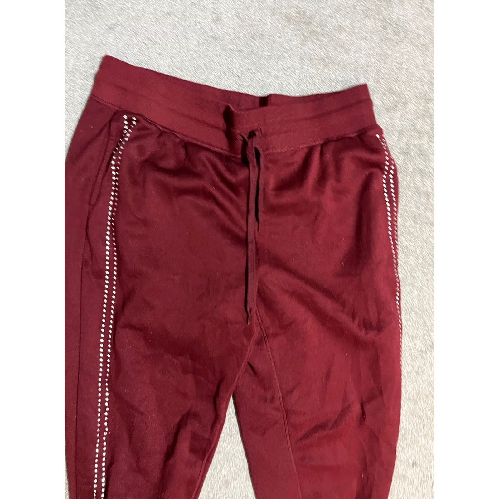 Vintage Aéropostale Sport Fleece Jogger Sweatpants Rhinestone Logo 1X Maroon Women Size 40" / US 18 - 2 Thumbnail