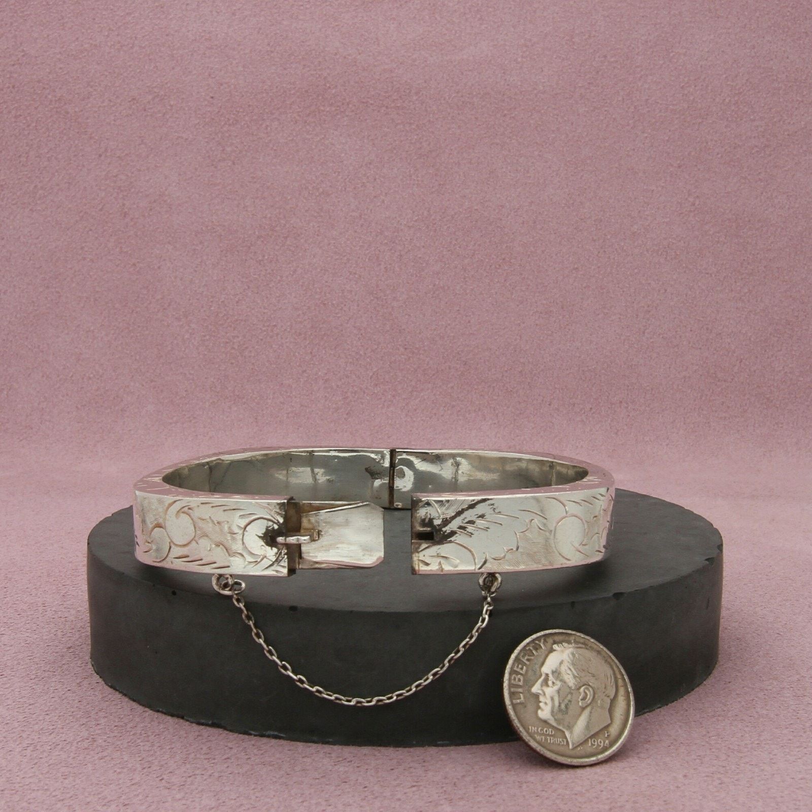 Sterling Silver sterling silver vintage etched squared bracelet size 6.75in Size ONE SIZE - 2 Thumbnail