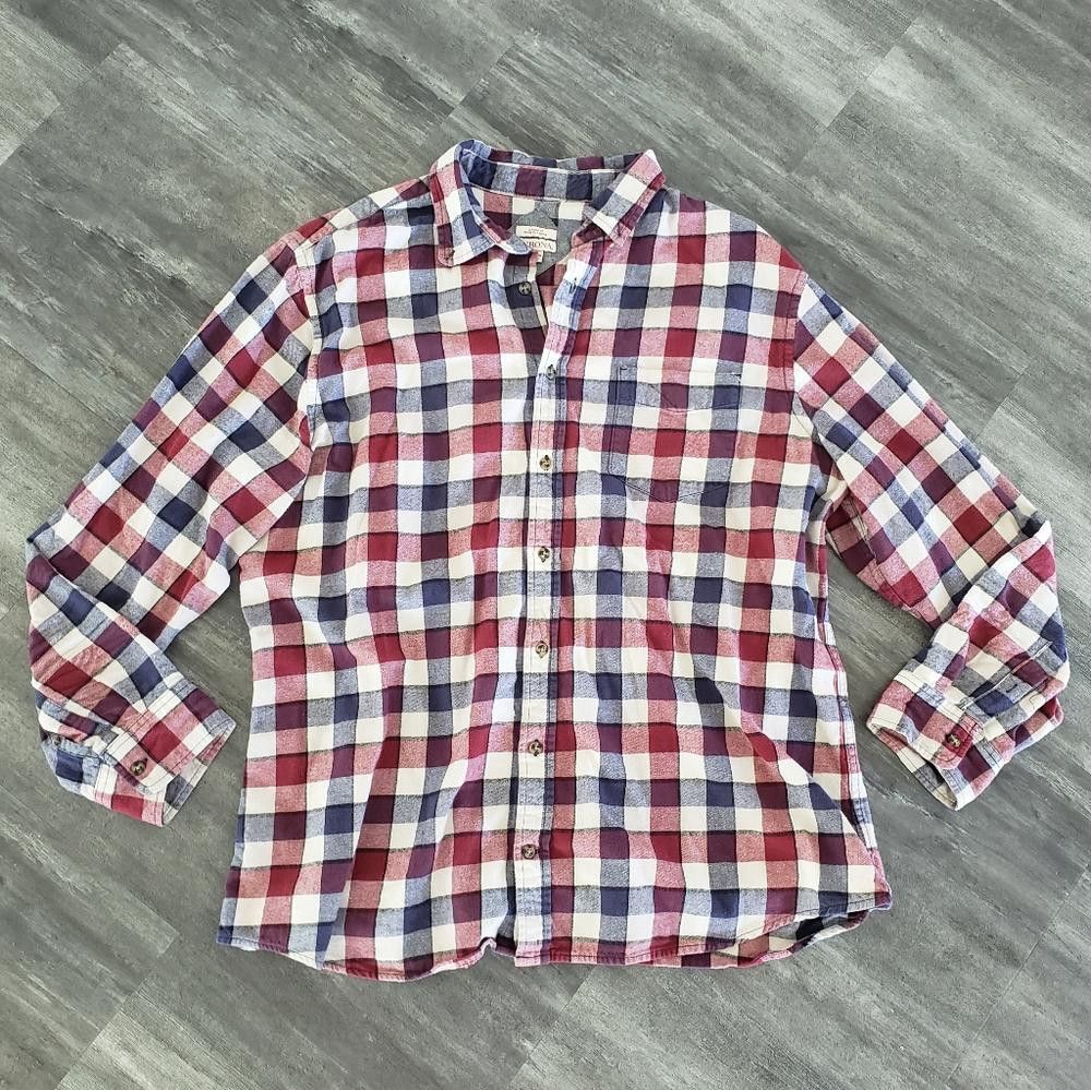 Merona Red White Blue Merona Button Down Flannel Size US XL / EU 56 / 4 - 1 Thumbnail