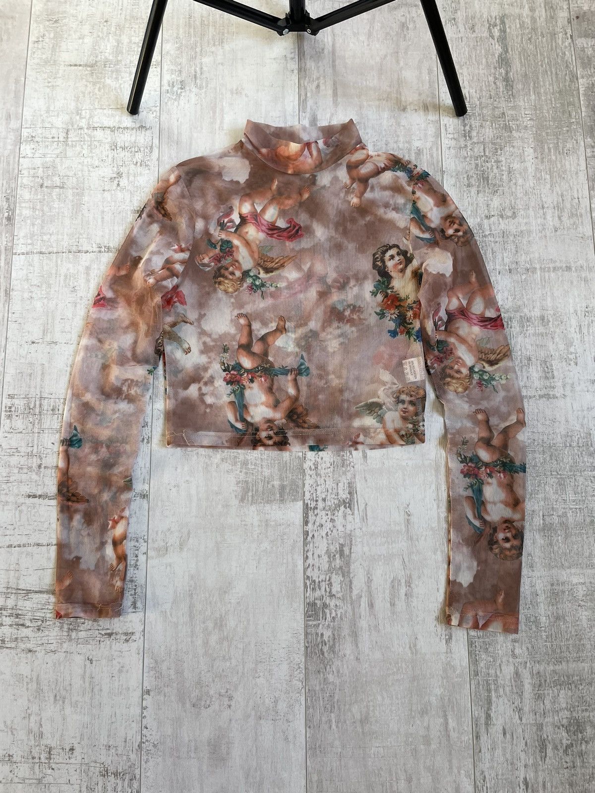 Japanese Brand Y2K Angels 00’s Mesh Avant Garde Crop Long Sleeve RARE Size M / US 6-8 / IT 42-44 - 1 Thumbnail