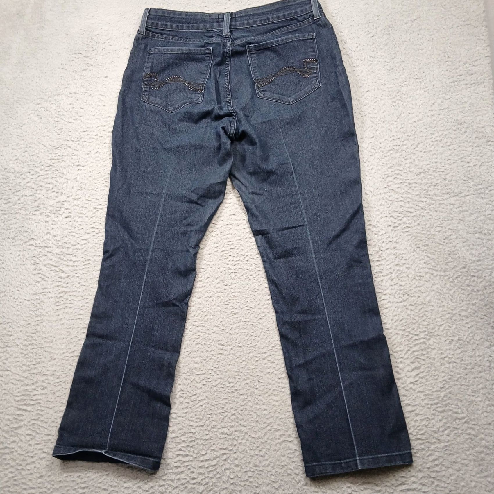 NYDJ NYDJ Billie Mini Bootcut Jeans Womens 12 Dark Wash Denim Stretch Lift Tuck Size 34" / US 12 / IT 48 - 3 Thumbnail