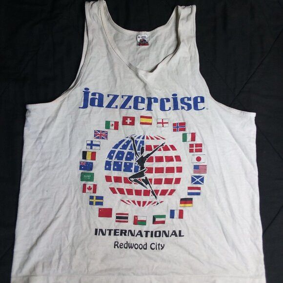 Fruit Of The Loom Vintage Jazzercize International Redwood City Tank Top Size US XL / EU 56 / 4 - 2 Thumbnail