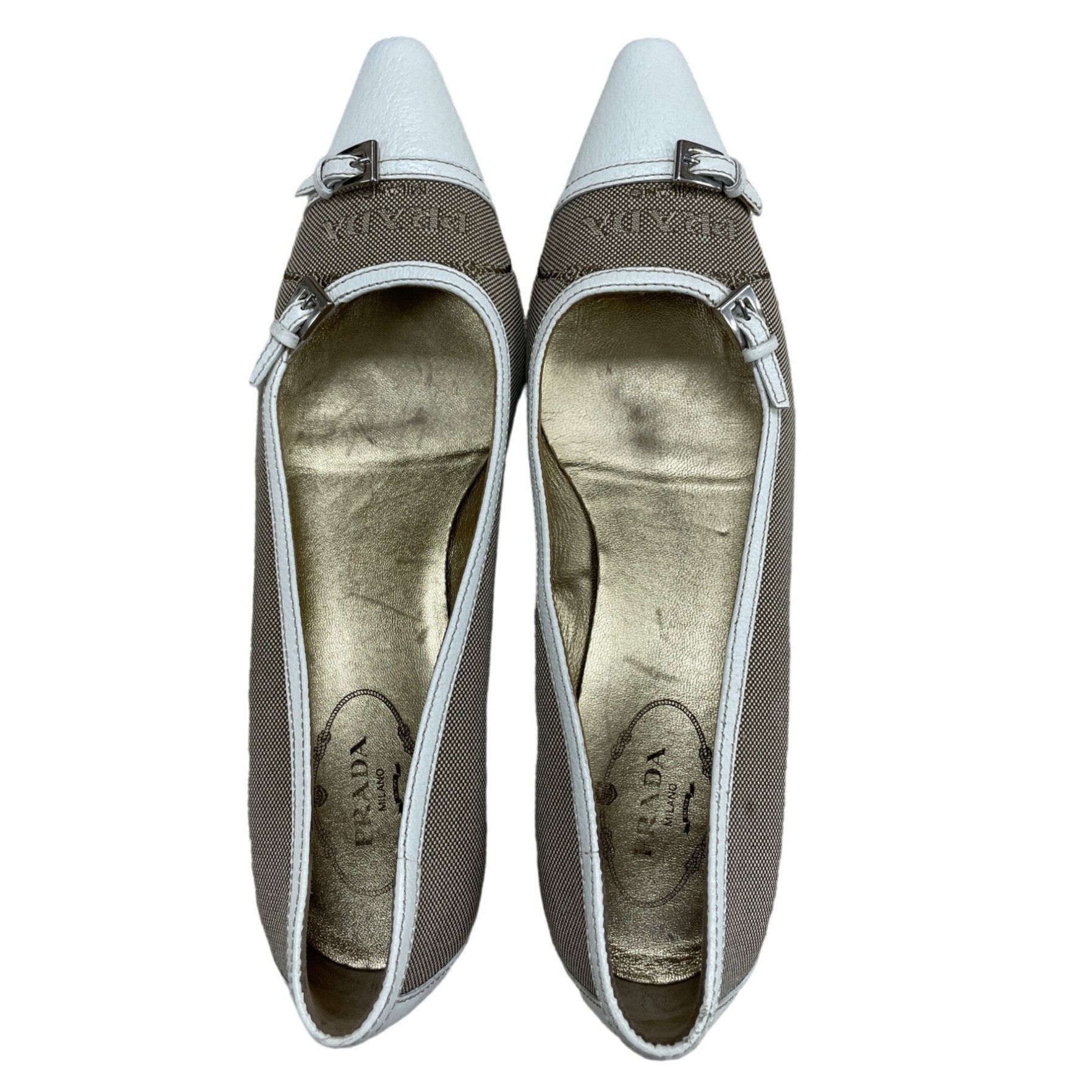Prada Prada Vero Cuoio Vintage Womens White Brown Leather Shoes 6 Size US 6 / IT 36 - 4 Thumbnail