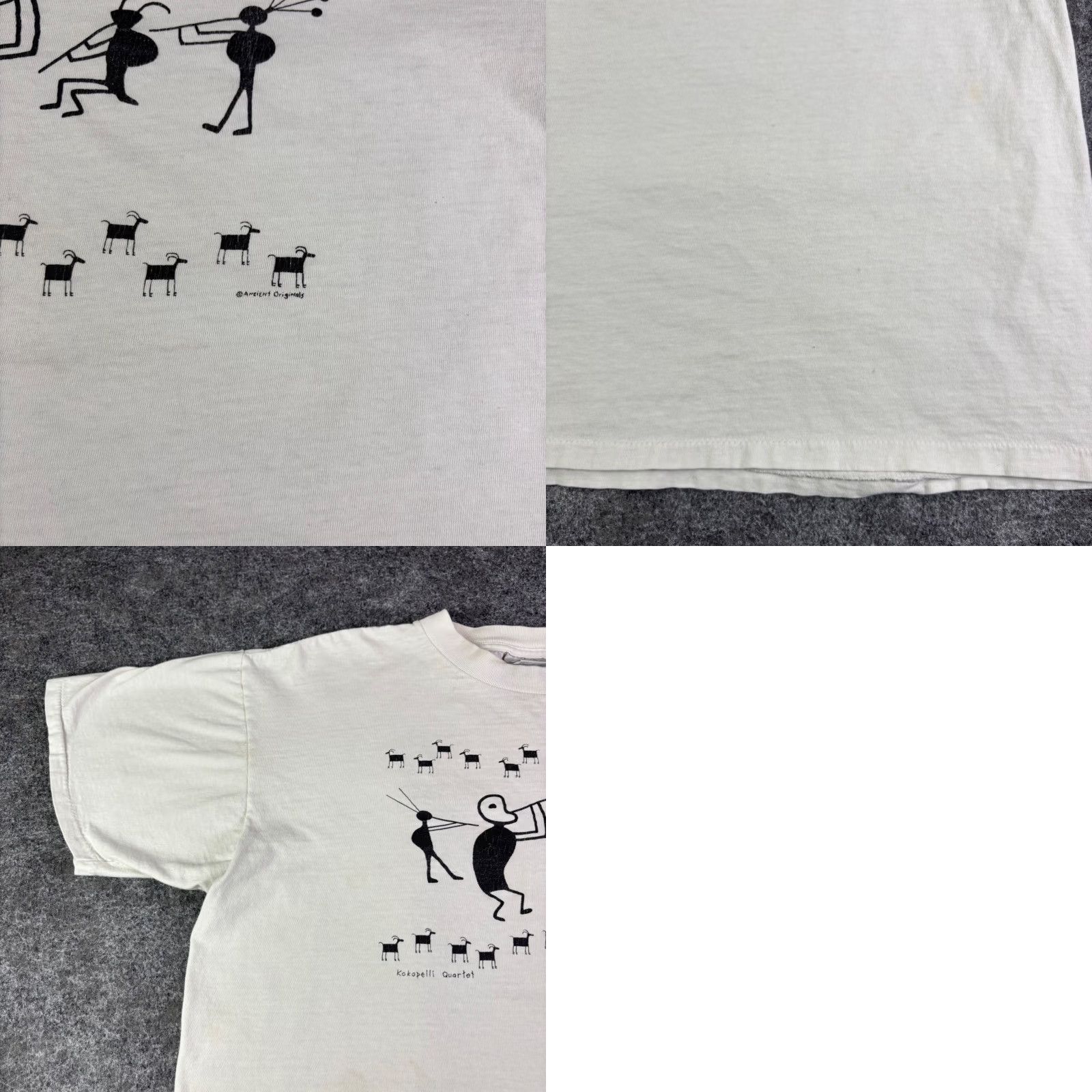 Vintage VINTAGE Oneita Power-T Kokopelli Quartet T-Shirt XL White 90s Men Graphic Tee Short Sleeve Boho Ancient Originals Size US XL / EU 56 / 4 - 8 Thumbnail