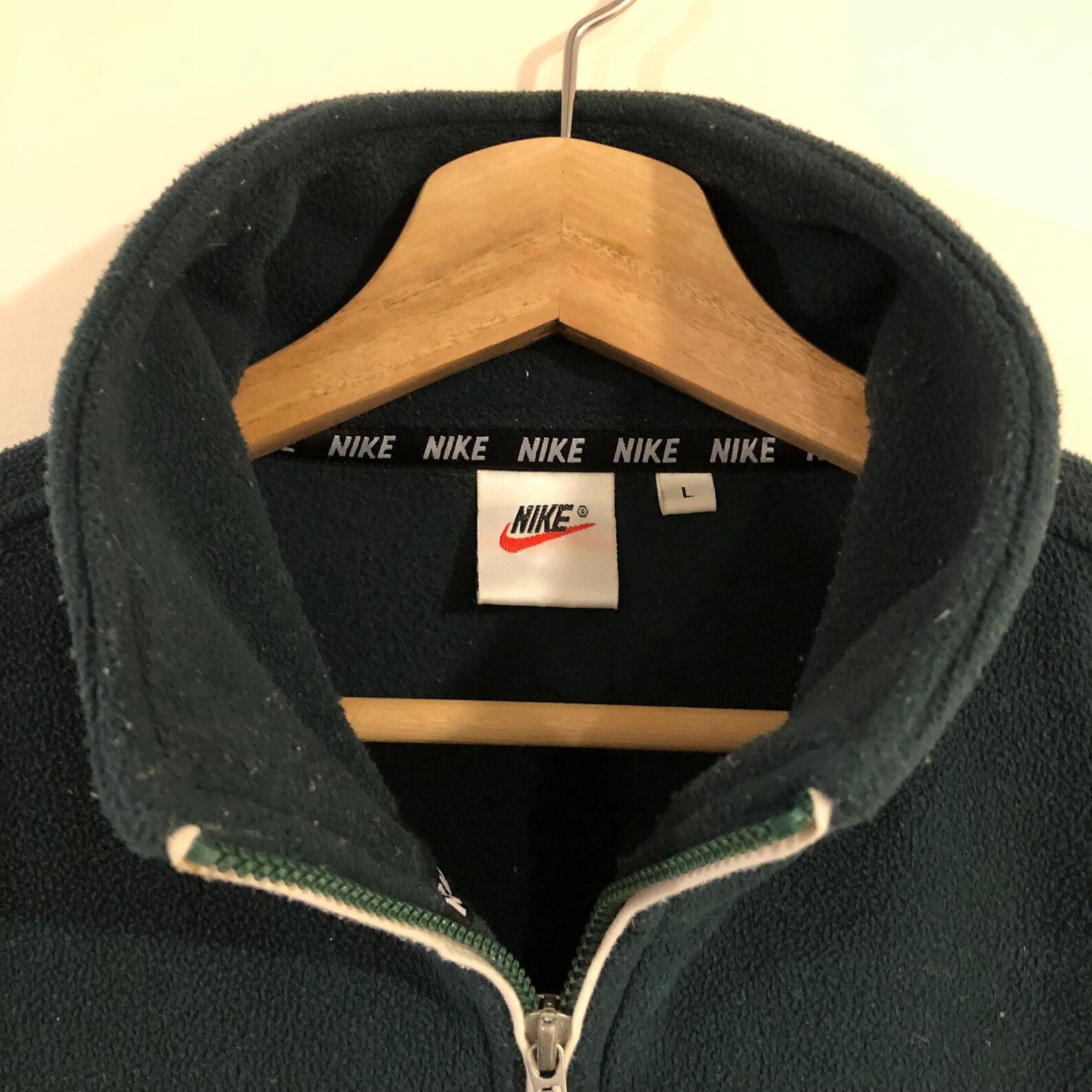 Nike Vintage 90s Green Fleece Sweater Embroidered Swoosh Sherpa Size US L / EU 52-54 / 3 - 3 Thumbnail