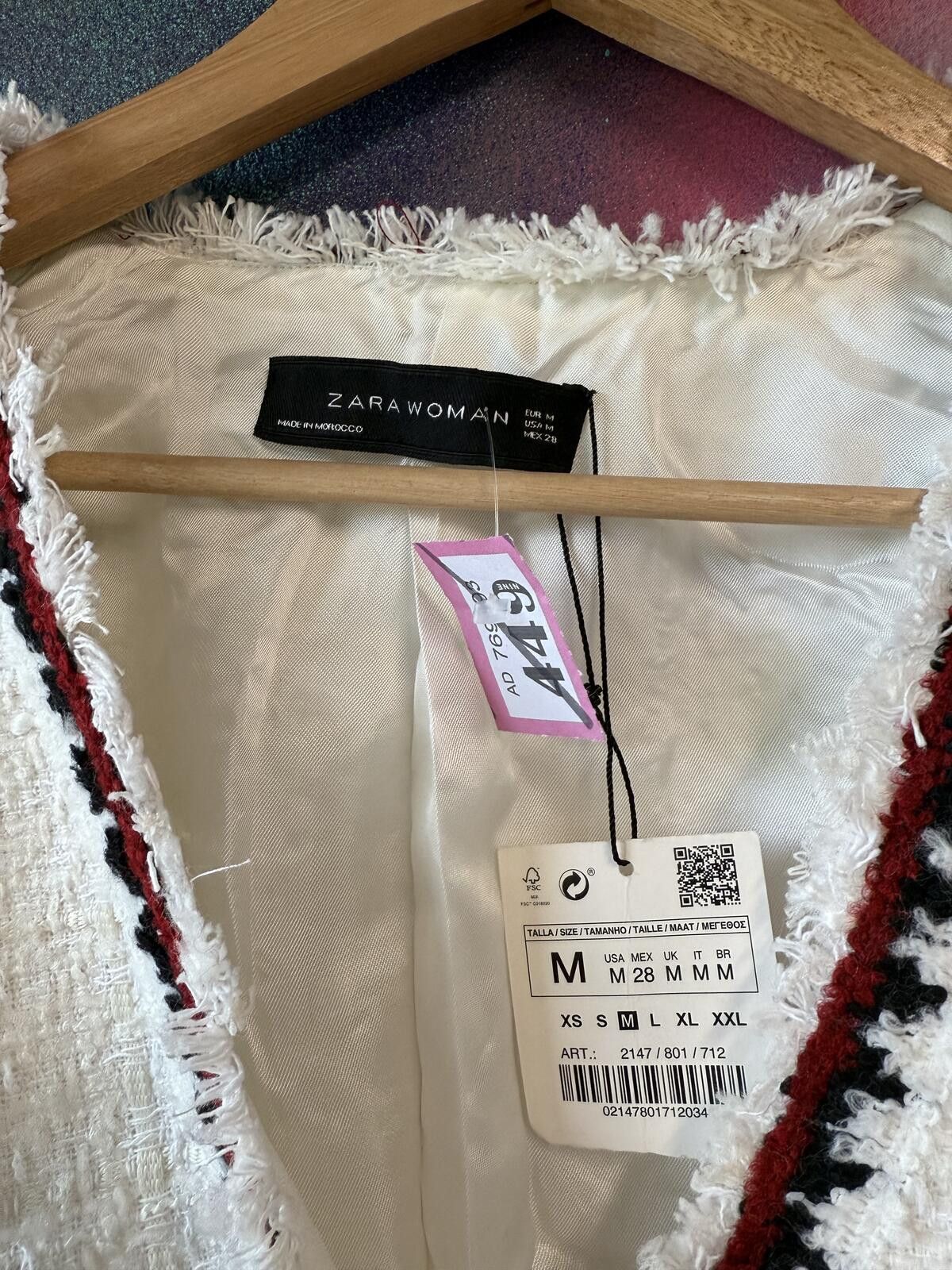 Other Zara women cream textured tweed jacket with braided trim Size M / US 6-8 / IT 42-44 - 3 Thumbnail