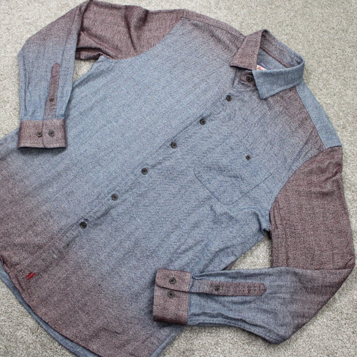 johnnie-O johnnie-O Shirt Adult Medium Red/Blue Roscoe Dip Dye Cotton L/S Button Up Size US M / EU 48-50 / 2 - 3 Thumbnail