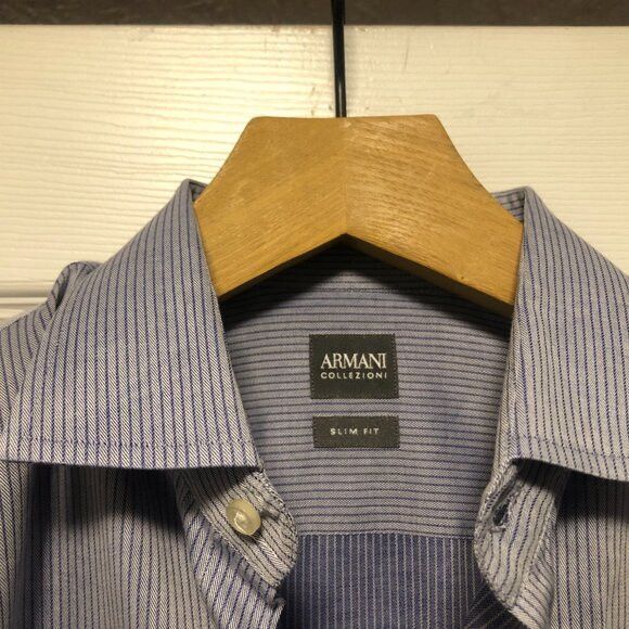 Armani Collezioni Armani collezioni men's striped cotton casual shirt 16(41) Size US L / EU 52-54 / 3 - 4 Thumbnail