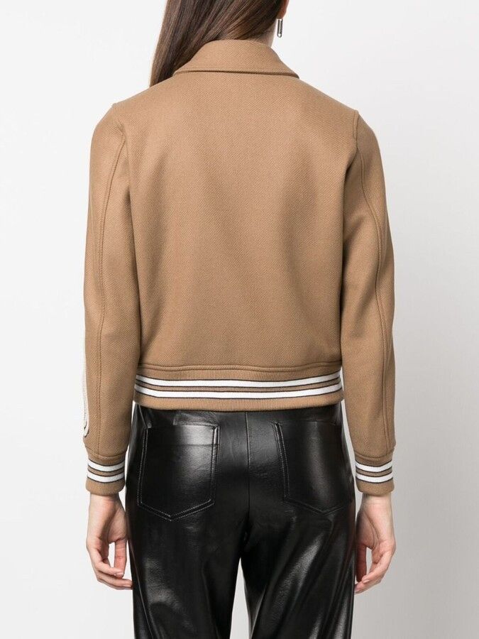Amiri oc11z0225 Bones Cropped Bomber Jacket in Brown/White Size L / US 10 / IT 46 - 4 Thumbnail