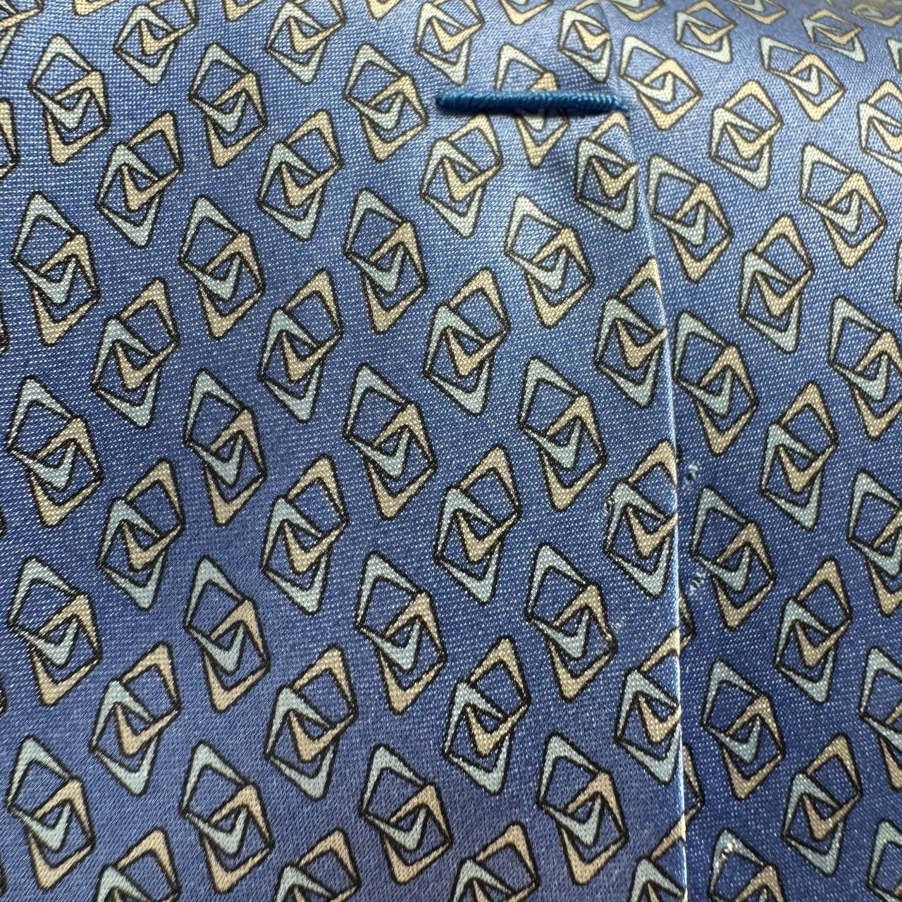 Lanvin Lanvin Paris Silk Tie Blue Geometric Pattern Luxury Size ONE SIZE - 7 Thumbnail