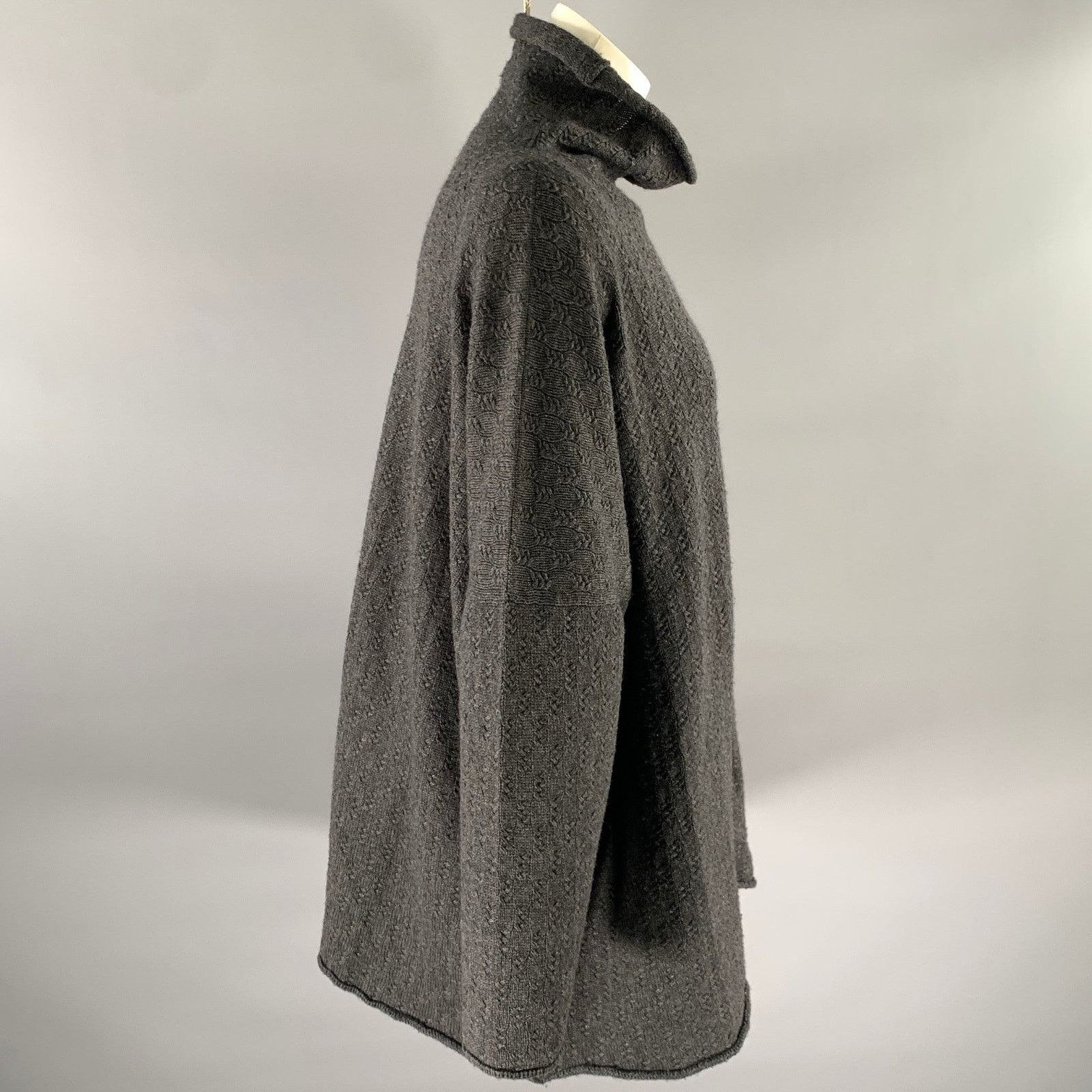 eskandar ESKANDAR M Grey Silk Cashmere Oversized Turtleneck Sweater Size ONE SIZE - 3 Thumbnail