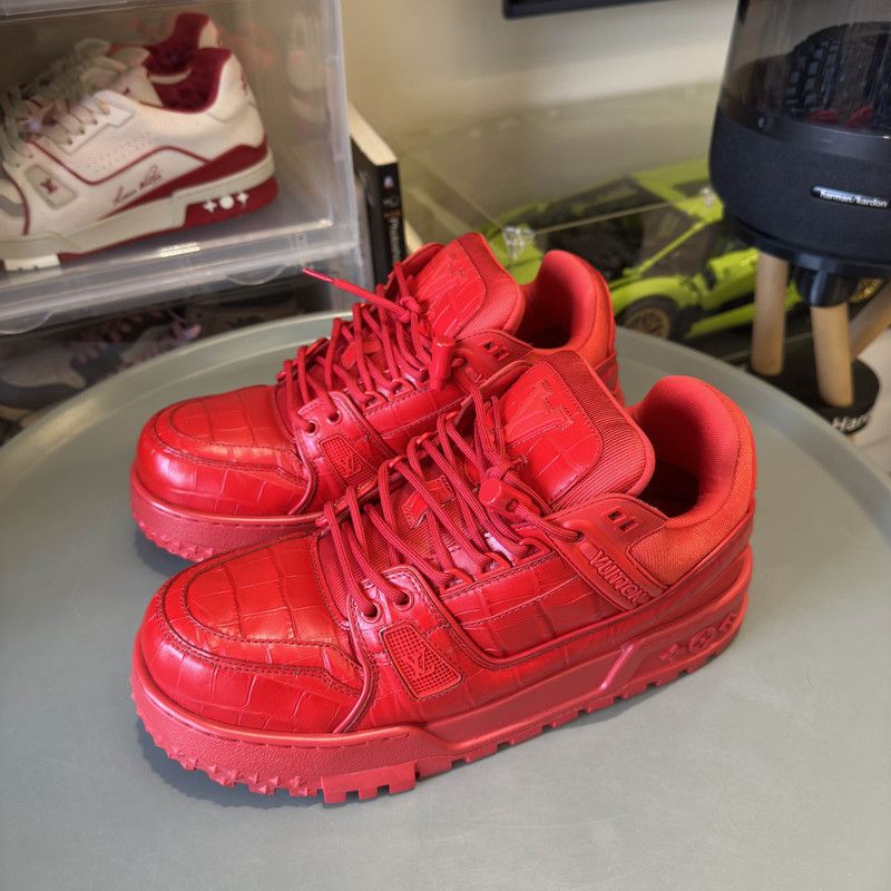 Louis Vuitton Louis Vuitton Trainer Maxi Red Leather Sneakers 0079 Size US 9.5 / EU 42-43 - 1 Thumbnail