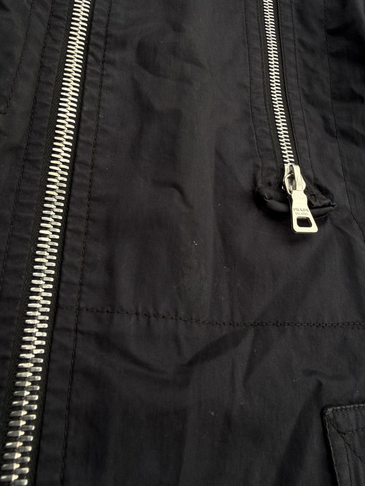 Prada Vintage 00s Prada Nylon Biker Jacket Size US S / EU 44-46 / 1 - 6 Thumbnail