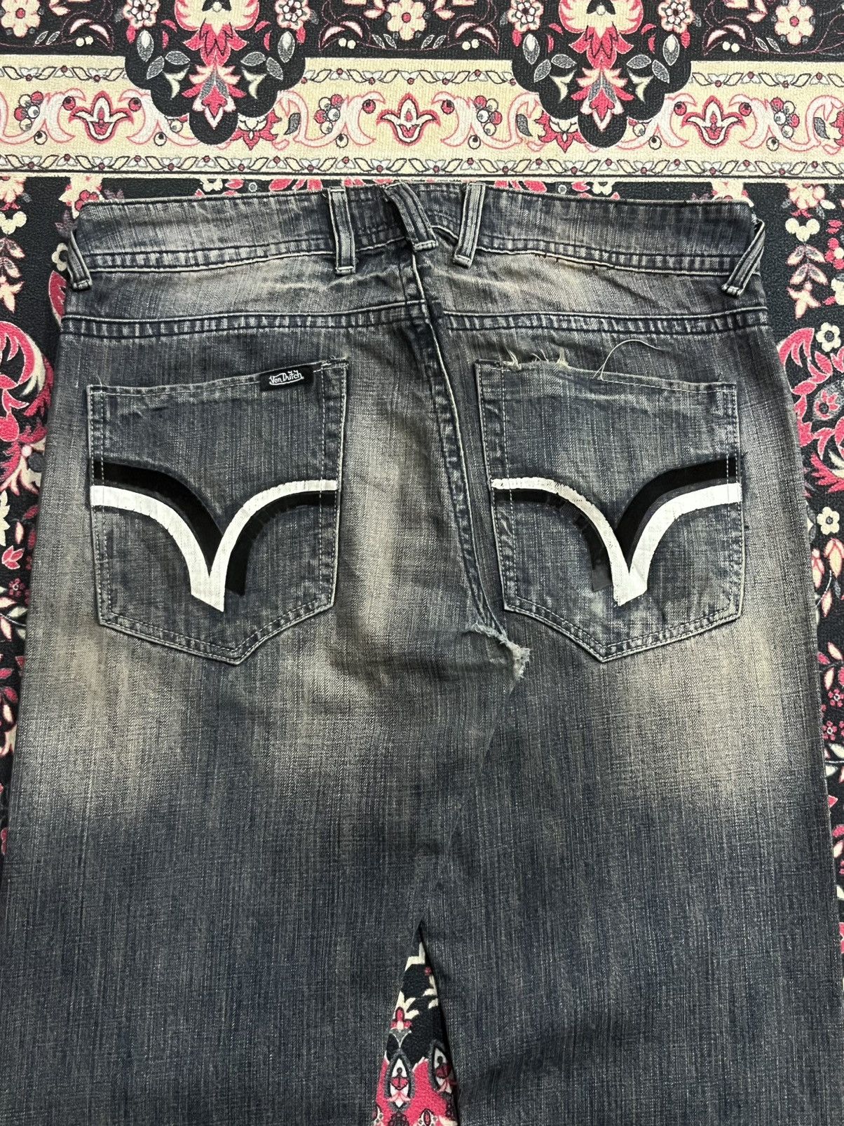 Von Dutch ⚡️Grunge⚡️Vintage Von Dutch Embroidery Patch Black Faded Jeans Size US 34 / EU 50 - 8 Thumbnail